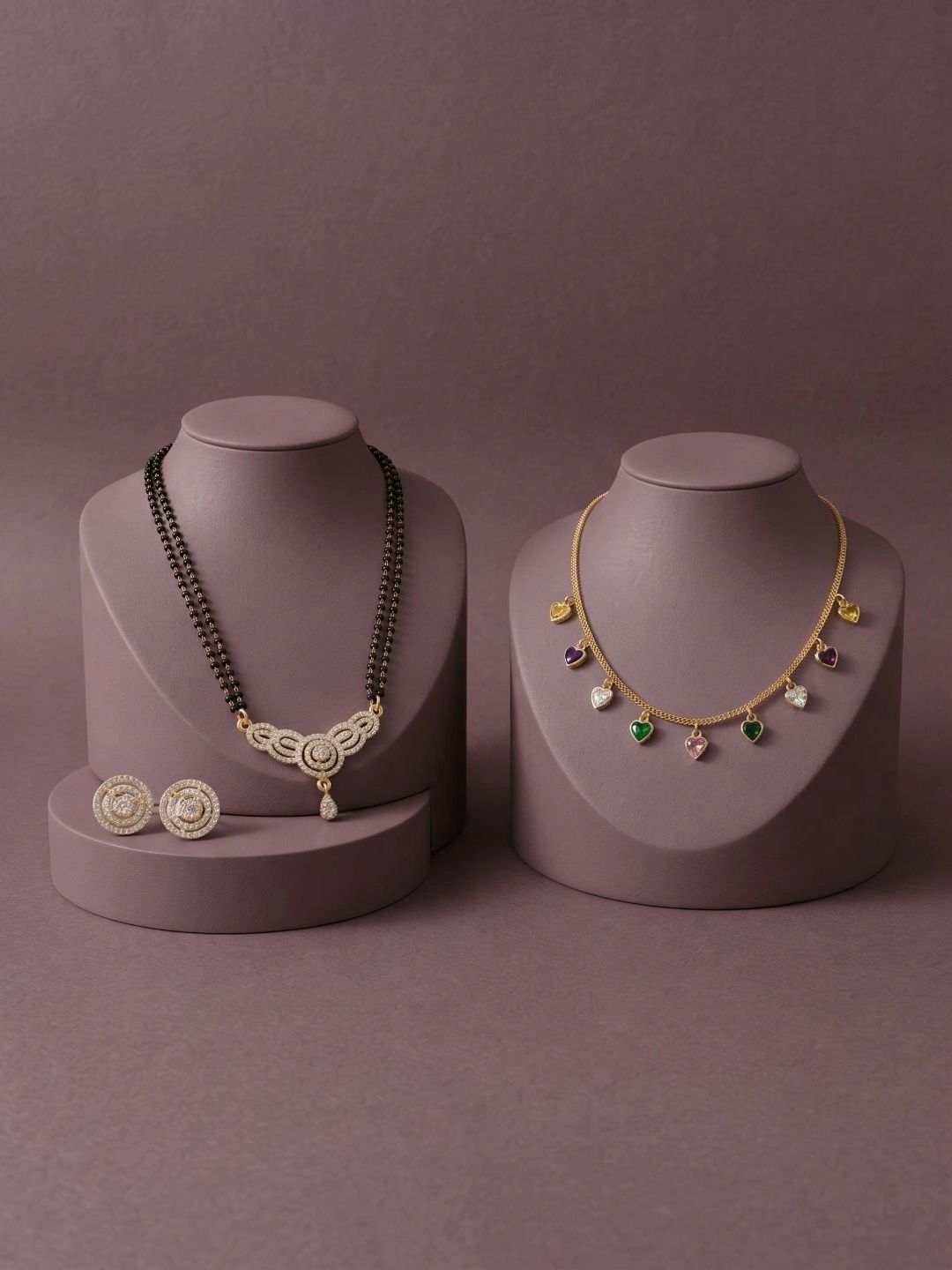 Sangria Gold-Plated Artificial Beads Mangalsutra