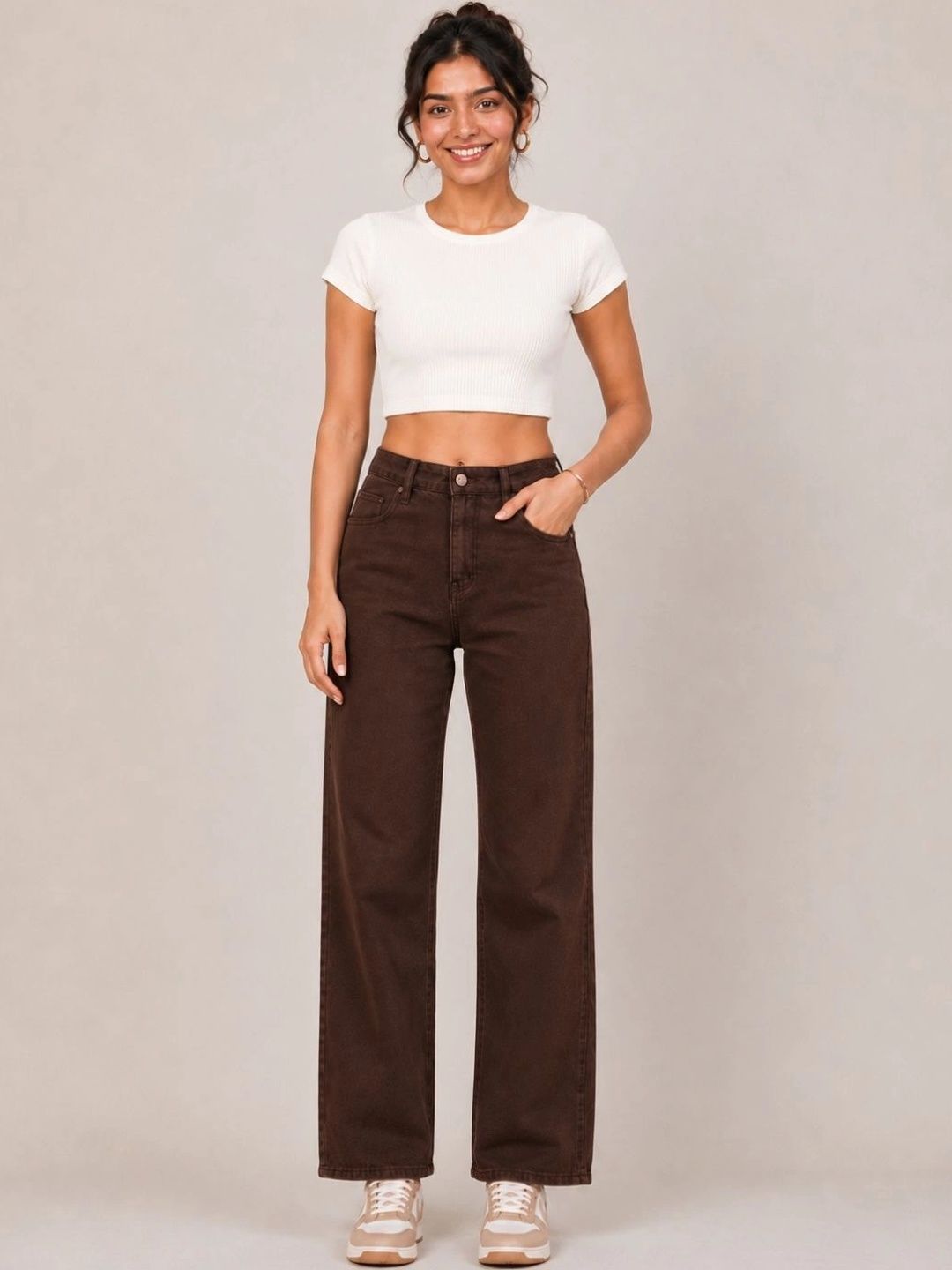 Moda Rapido Women Classic Wide Leg High-Rise Jeans