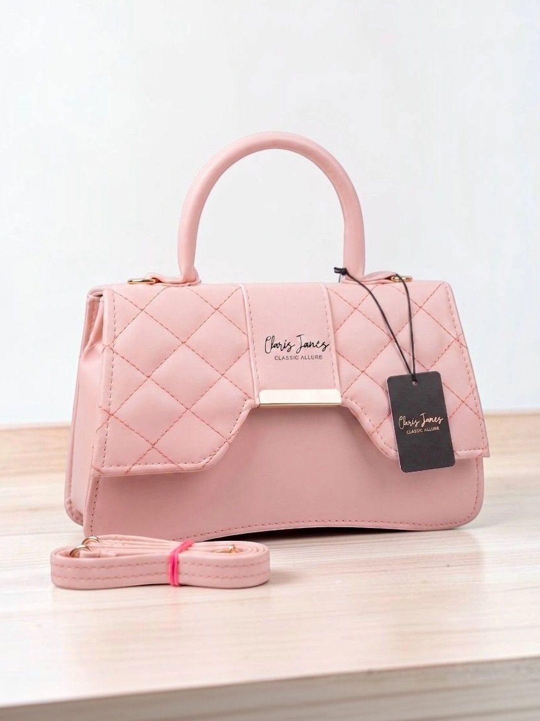 CLARIS JAMES PU Structured Handheld Bag with Quilted