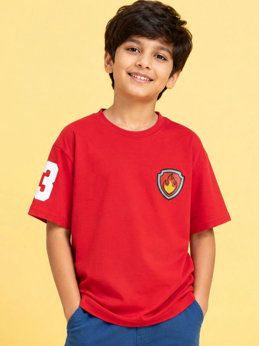 Button Bear Boys Cotton Paw Patrol Printed Oversized Short Sleeve T-Shirt