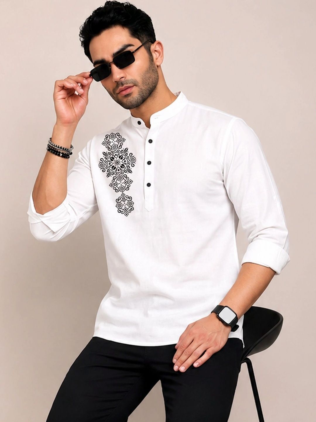 Kavyangle Creation Men Ethnic Motifs Embroidered Kurta