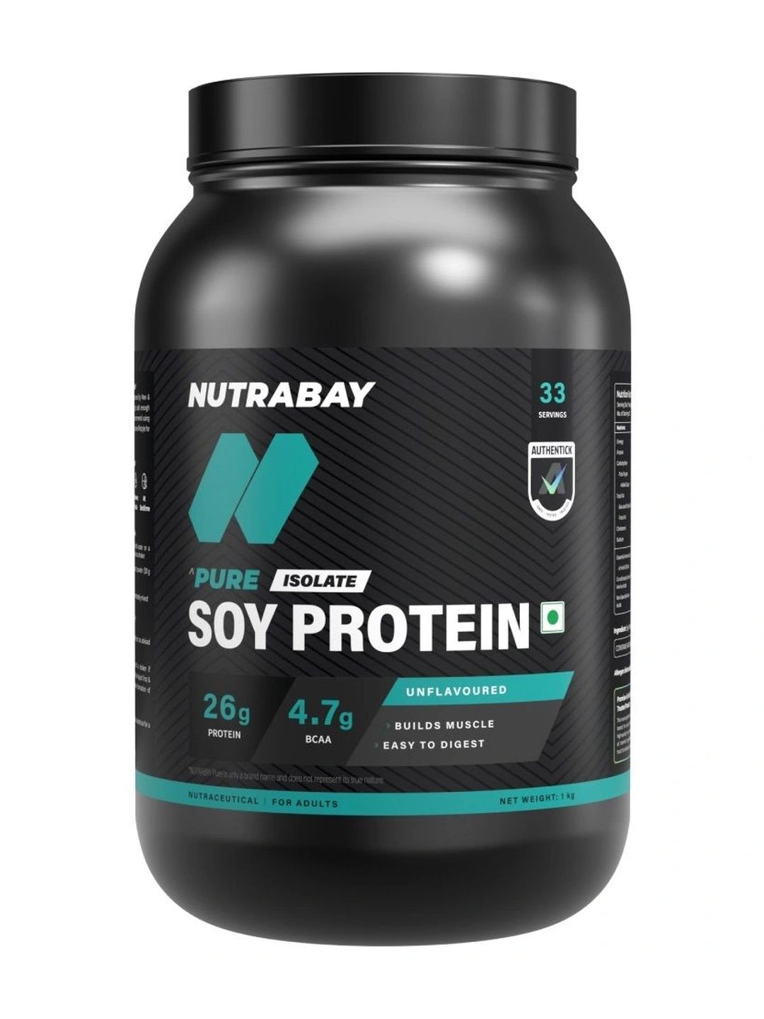 Buy Nutrabay Pure Soy Protein Isolate  1 Kg  Unflavoured -  - Gourmet for Unisex