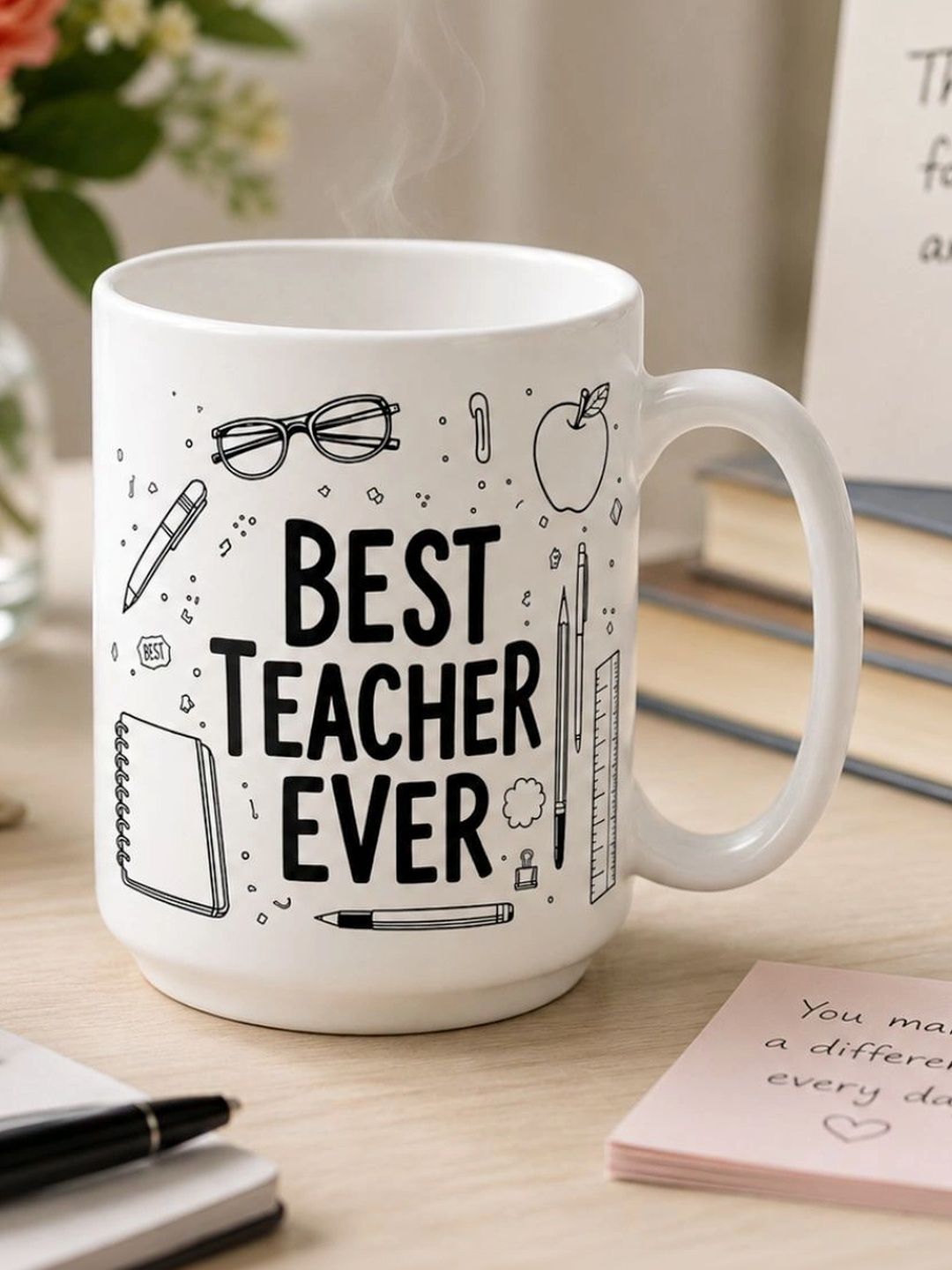 Femora White Text or Slogans Printed Ceramic Glossy Mugs Set of Cups and Mugs