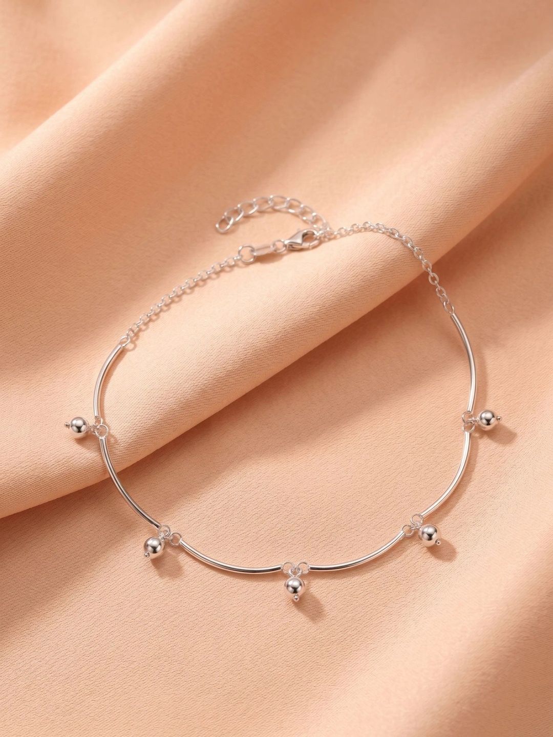 Buy 925 SILLER Pure Sterling Silver Bead Charm Anklet -  - Accessories for Women