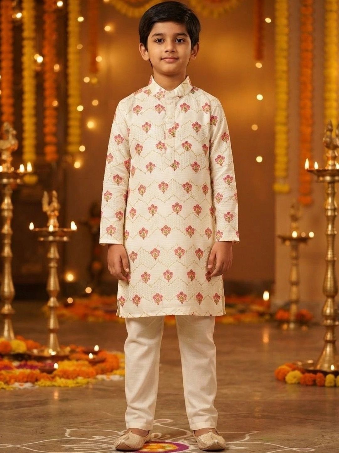 JAANYA Boys Ethnic Motifs Printed Regular Kurta with Pyjamas