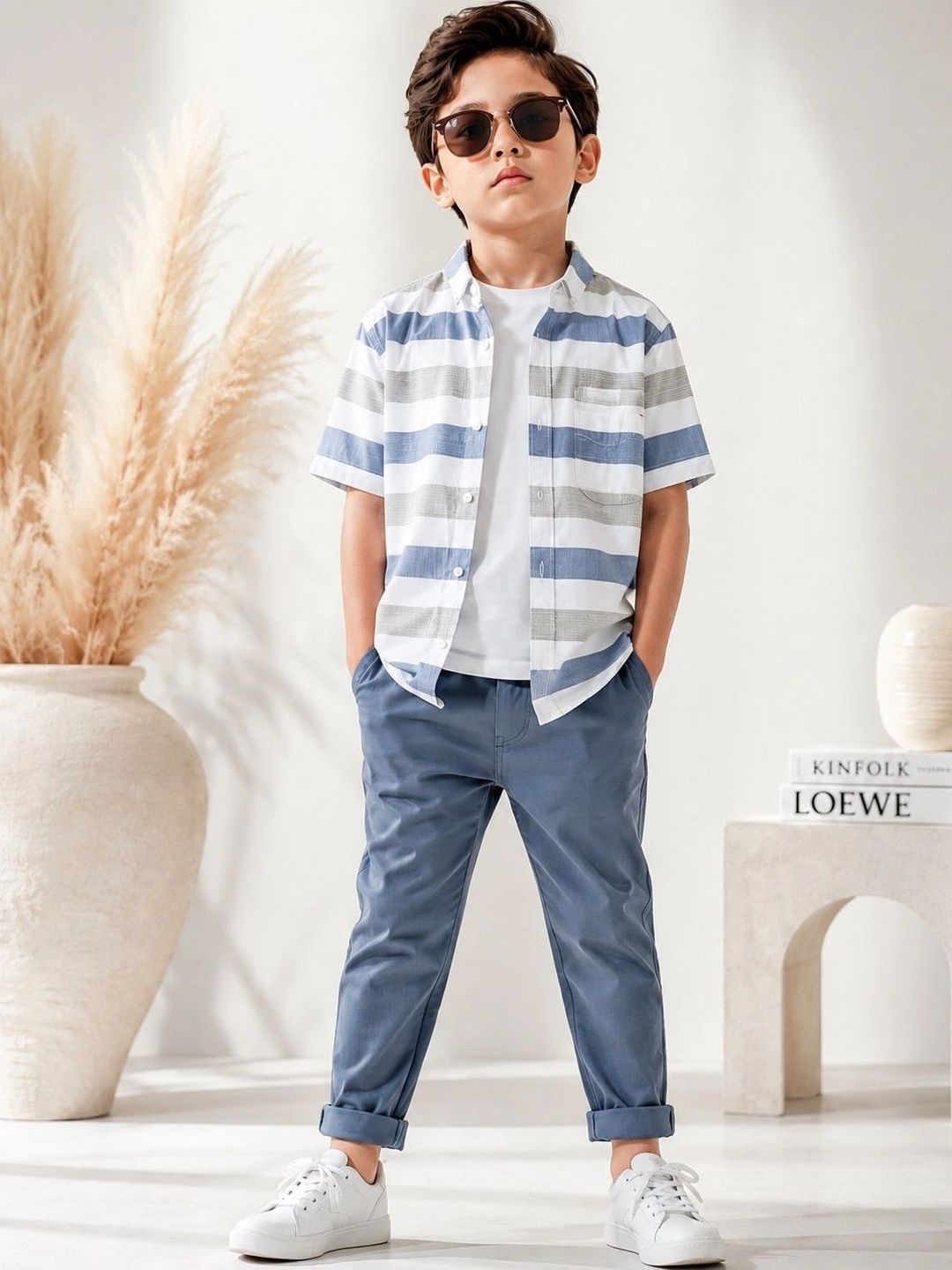 LABHKALA Boys Horizontal Stripes Striped Casual Shirt