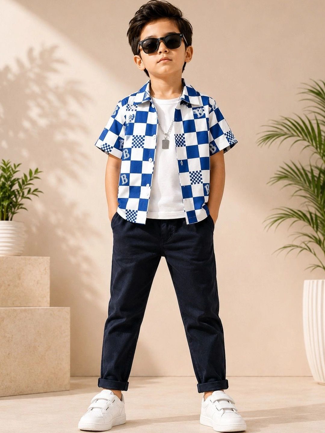 LABHKALA Boys Gingham Checks Checked Casual Shirt