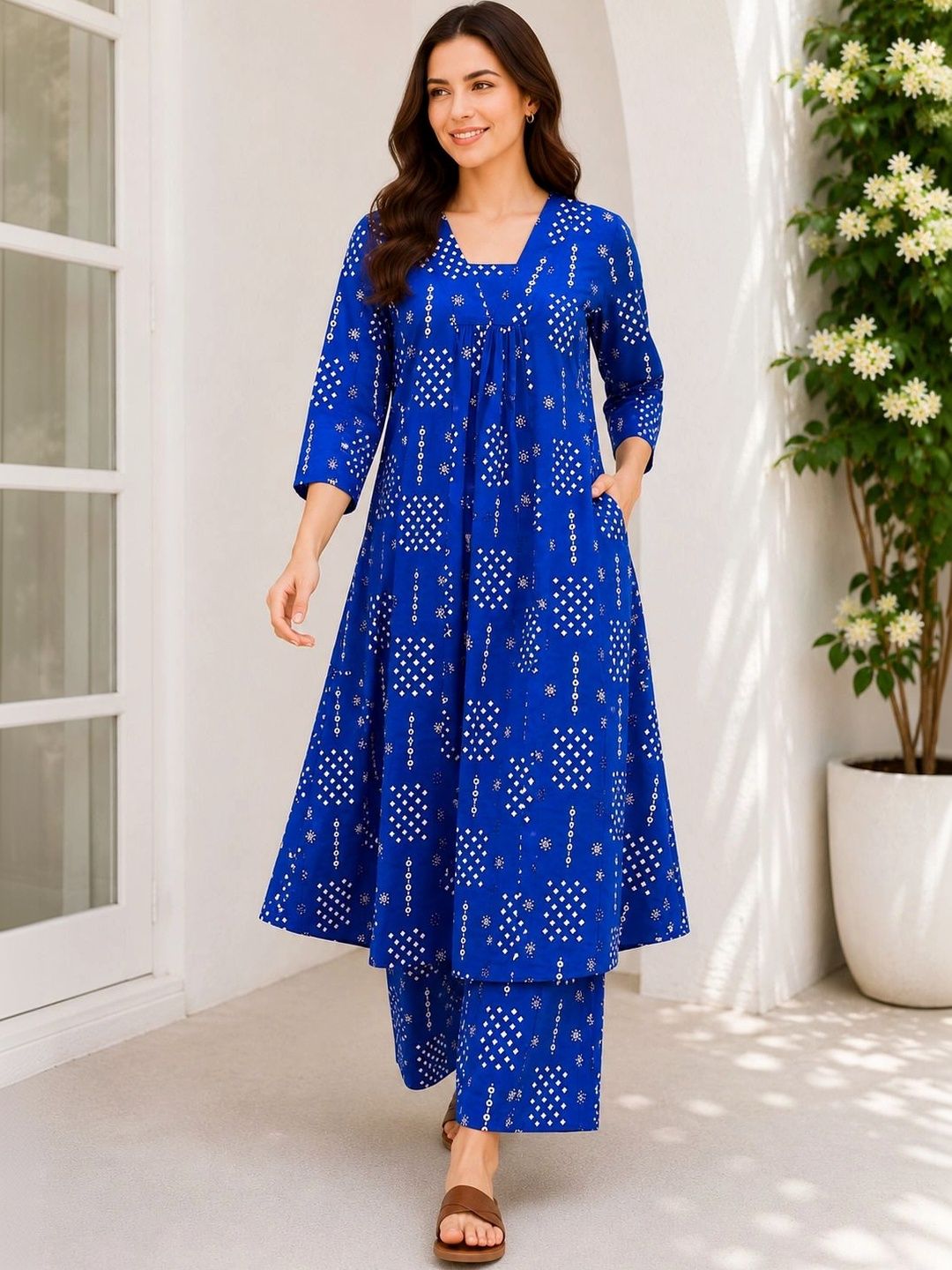 HIVA TRENDZ Women Printed Empire Kurta with Palazzos