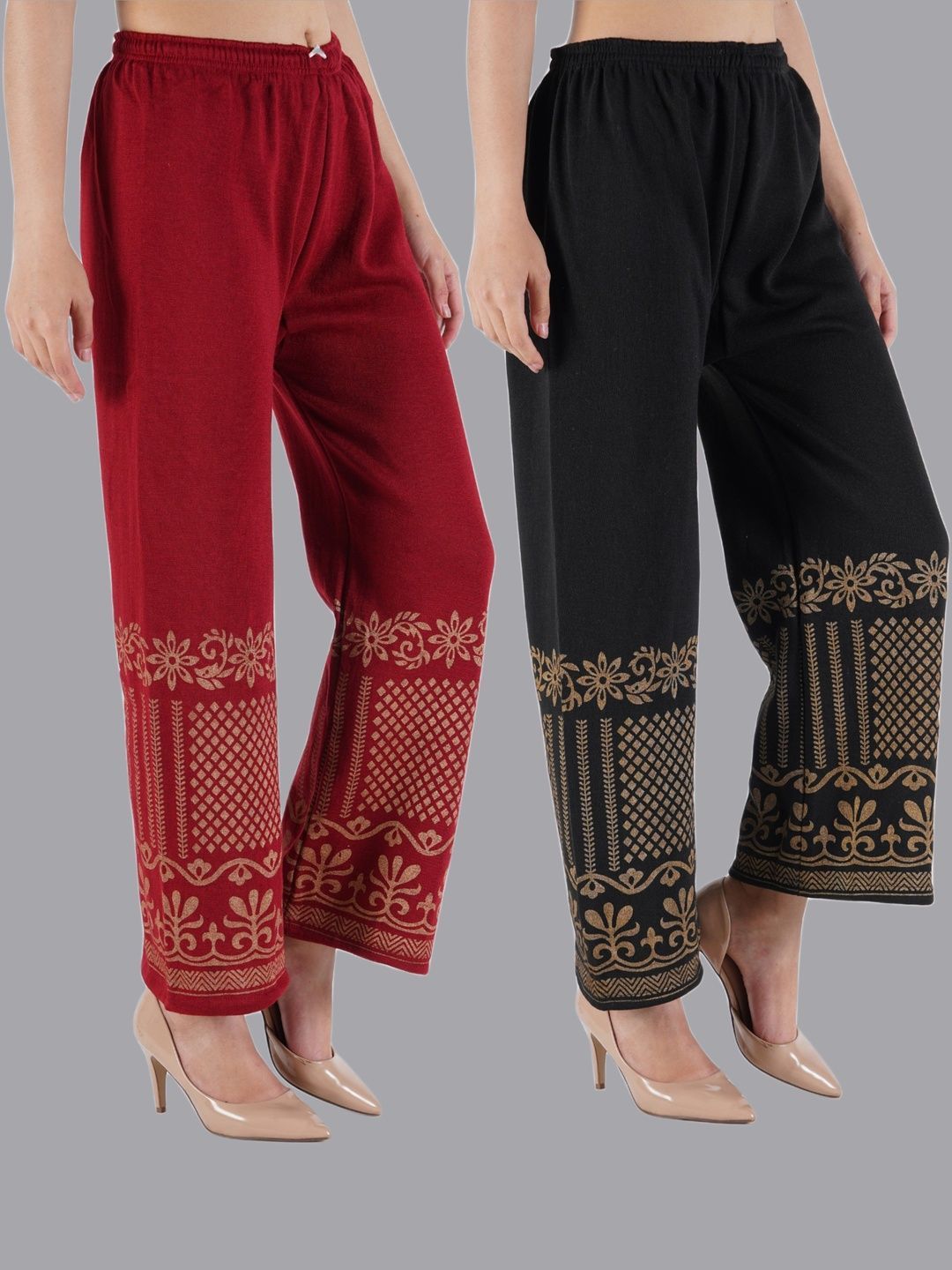 CROWN KING Women Printed Easy Wash Trousers