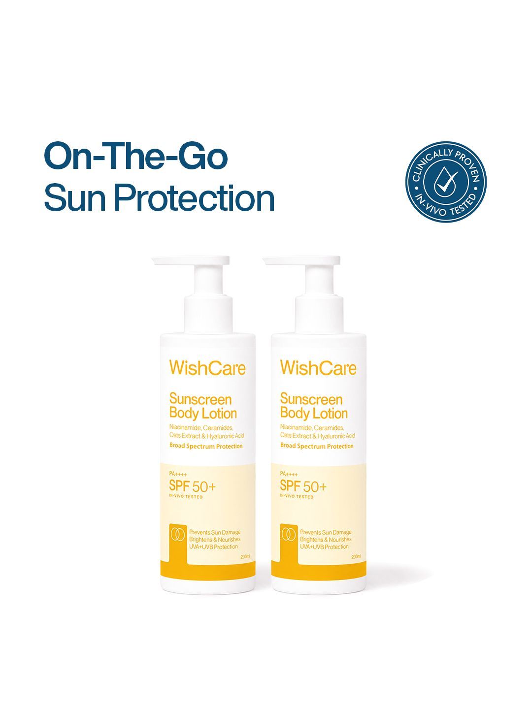WishCare 2Pcs SPF50 PA+++ Sunscreen Body Lotion with Niacinamide - 200ml each