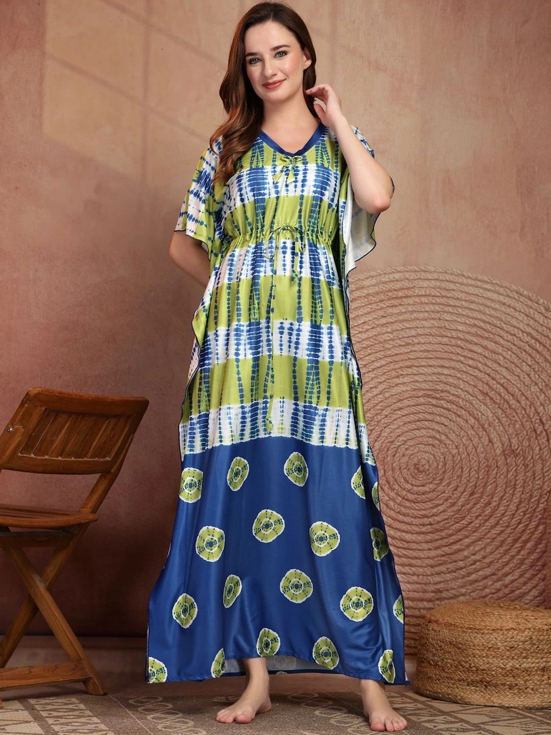 FABINALIV Printed Maxi Nightdress