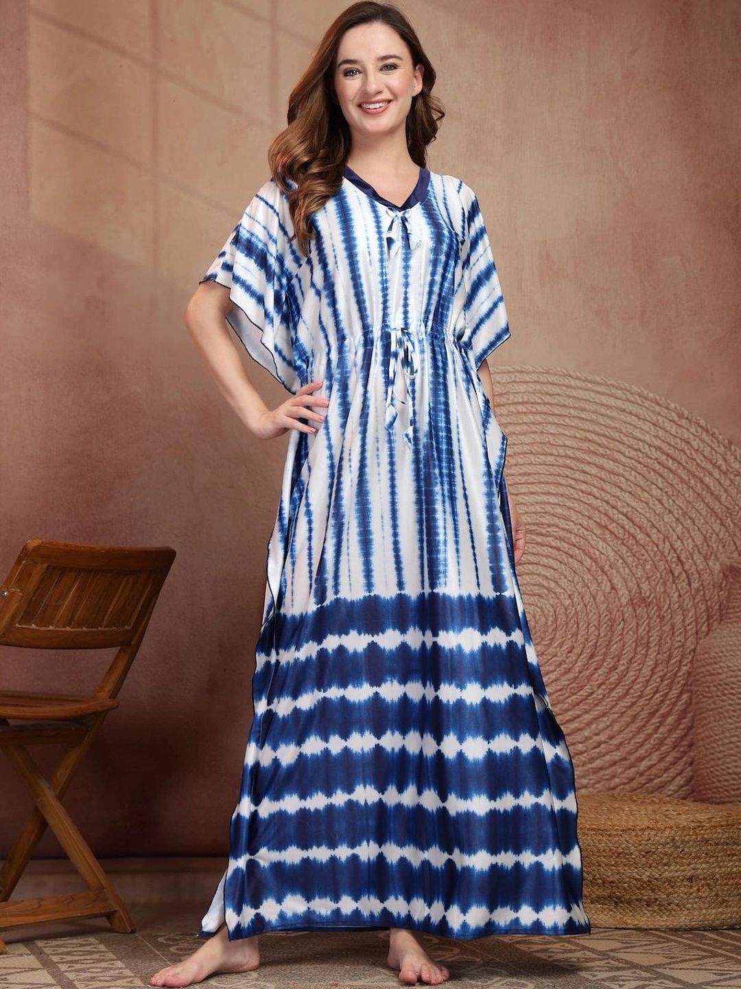 FABINALIV Printed Maxi Nightdress