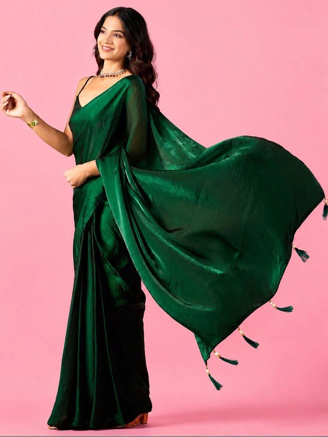 house of kk Embellished Ready to Wear Satin Designer Saree