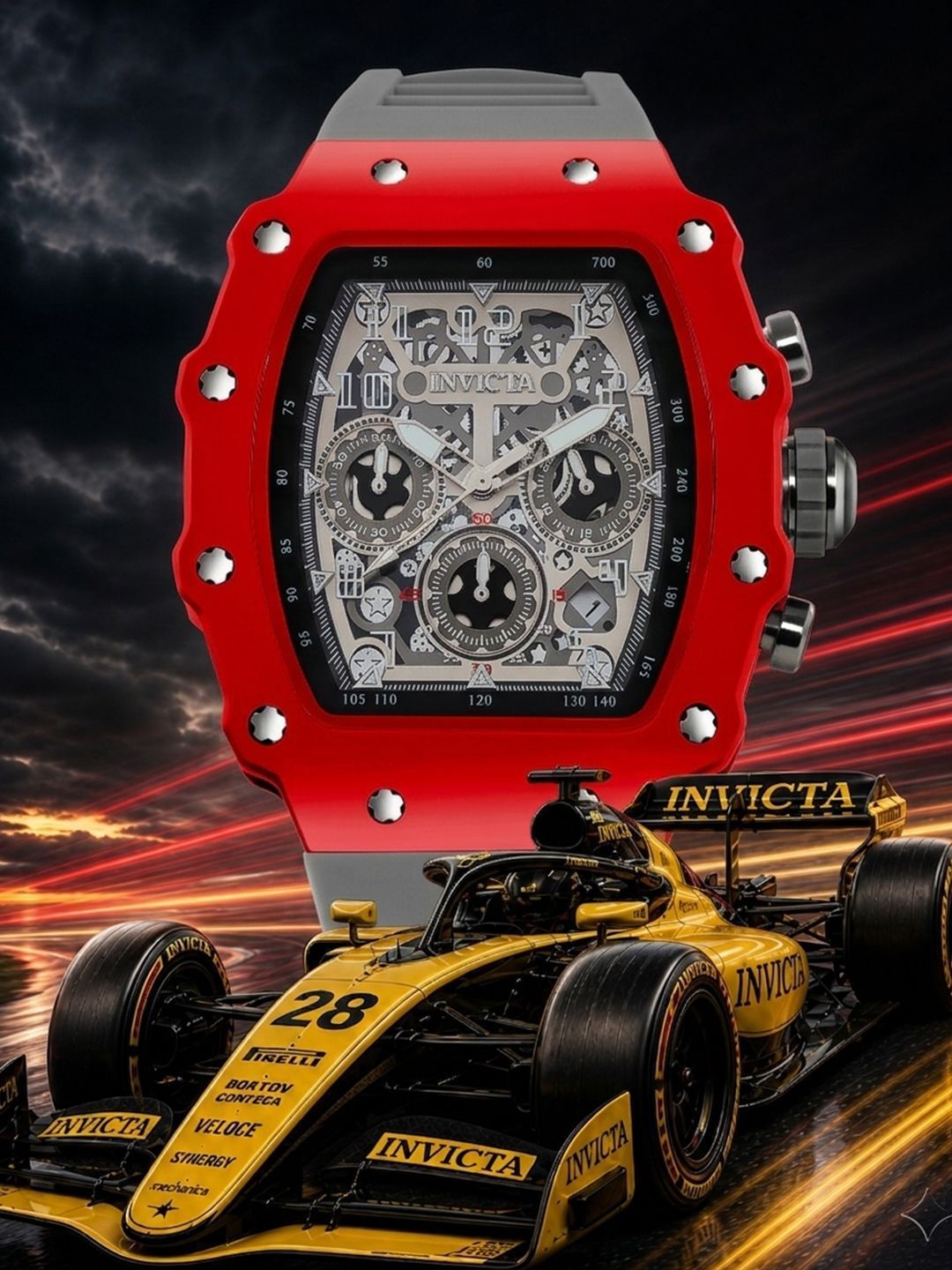 Men F2 Racing Quartz Silver Dial Analog Watch - 69692