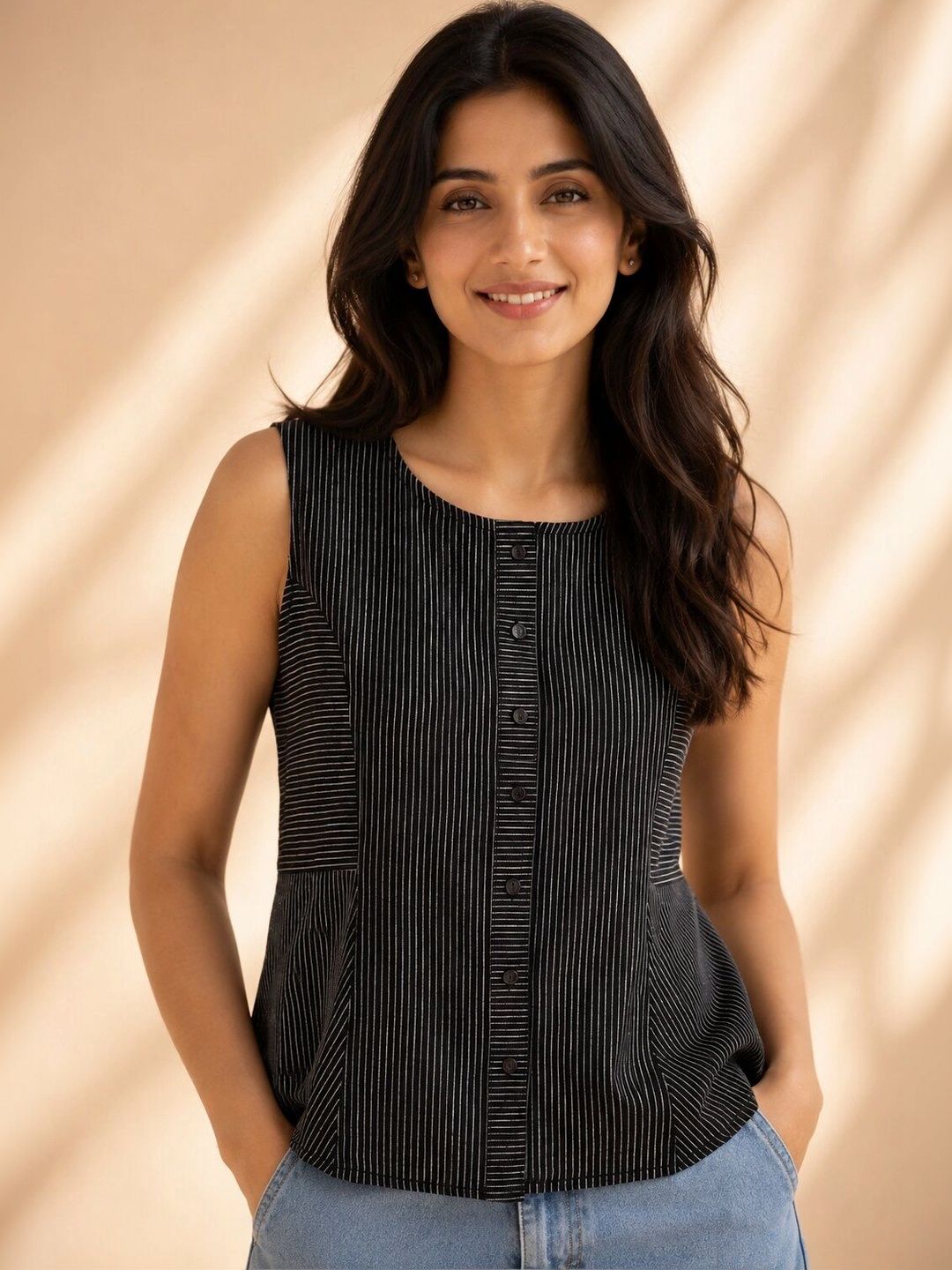 Anouk Striped Cotton Top