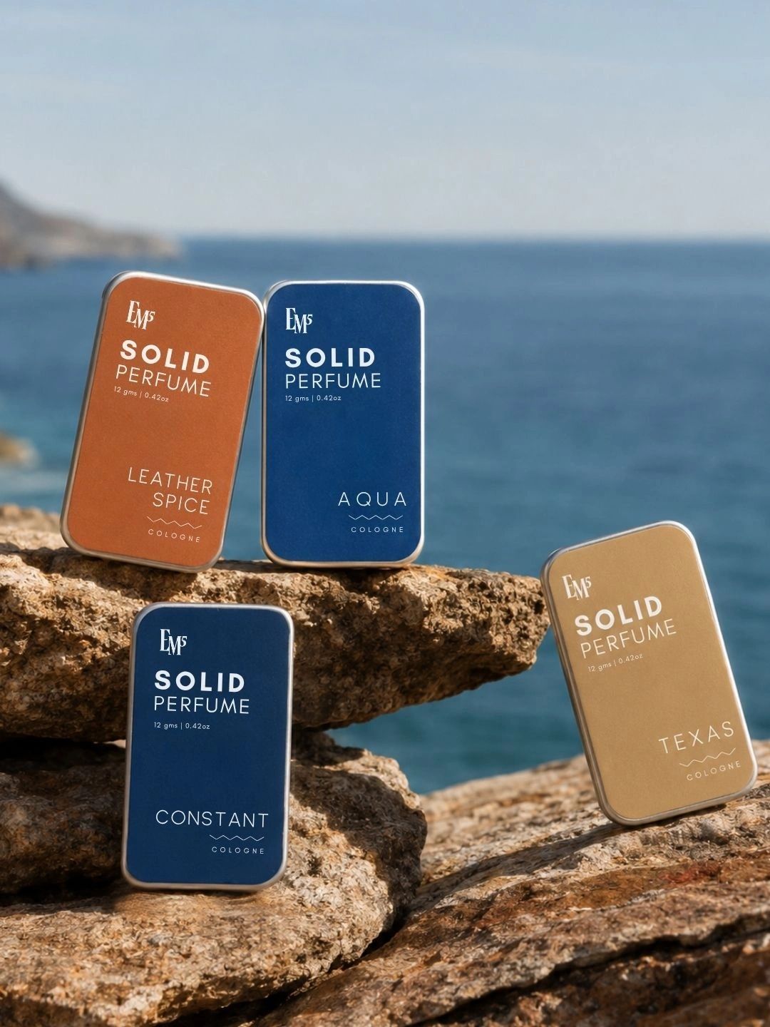 Buy EM5 Men Set Of 4 Solid Perfumes Constant Aqua Texas & Leather Spice 12g Each -  - Personal Care for Unisex