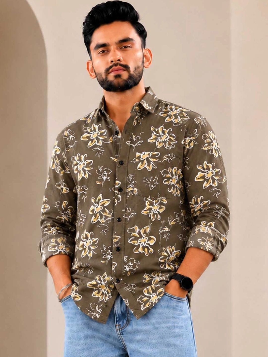 ADWYN PETER Men Classic Floral Printed Casual Shirt