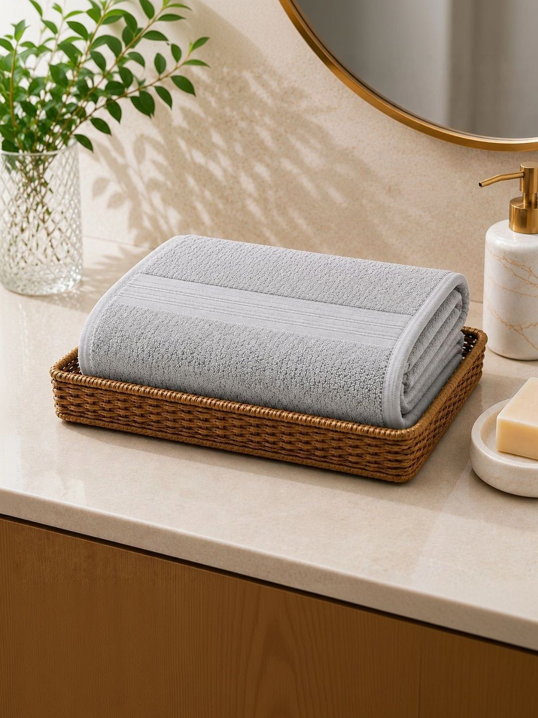 QUARCK Grey 1 Cotton 480 GSM Bath Towel