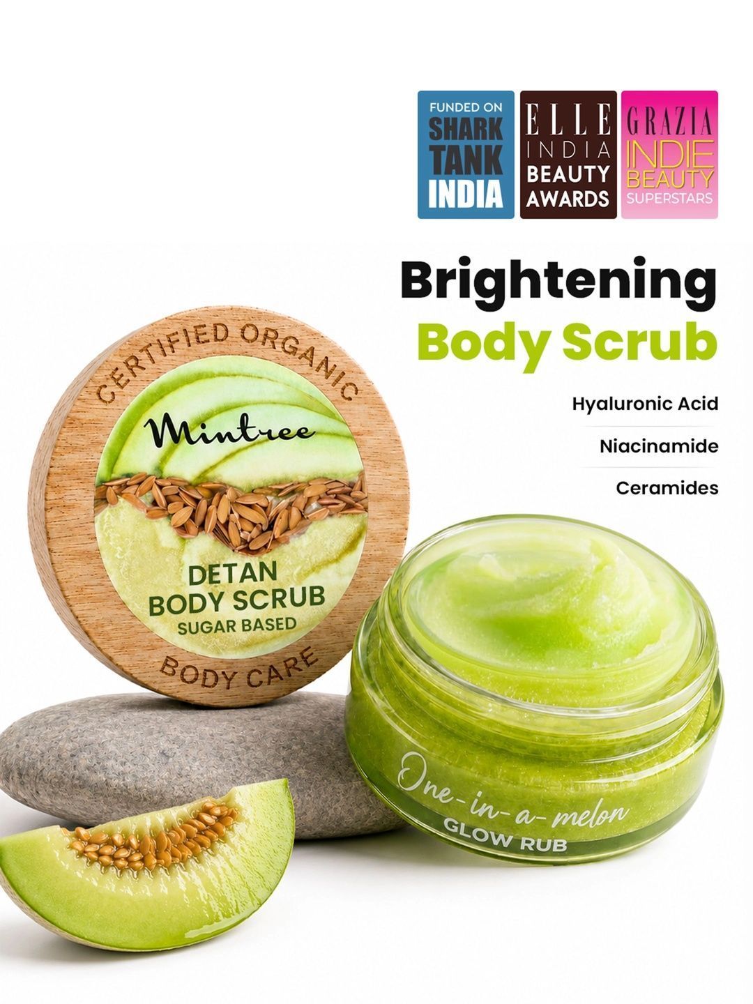 Mintree One-in-a-Melon Glow Rub Body Scrub With Saffron - 150 g