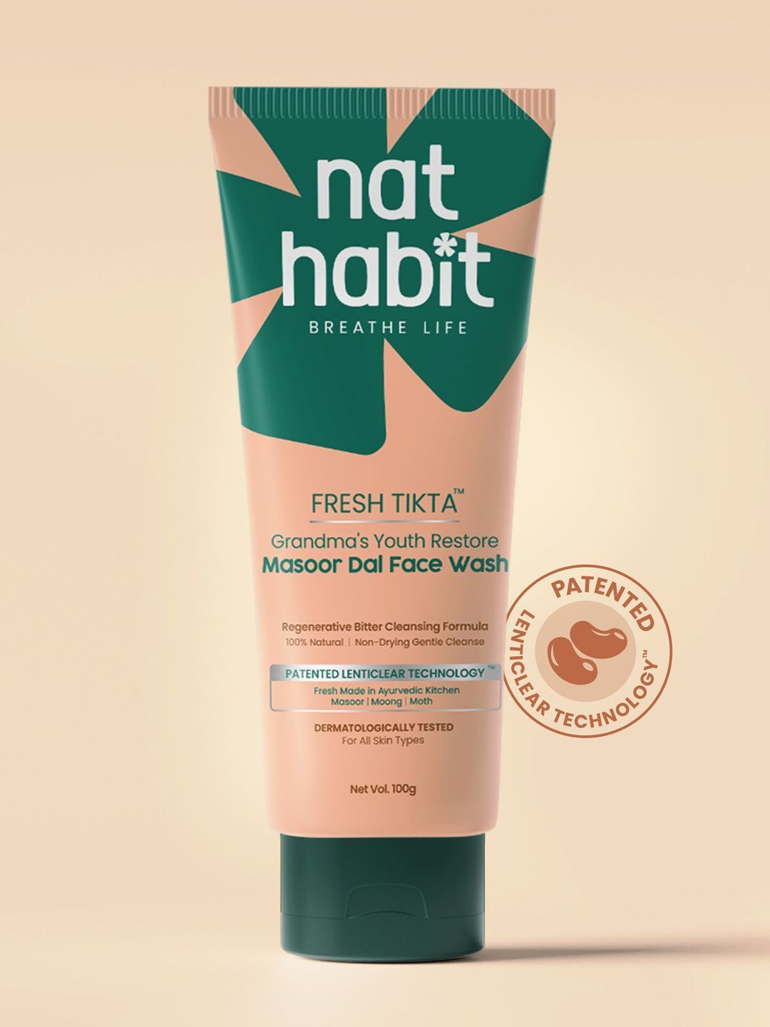 Nat Habit Masoor Dal Face Wash for Brightening Skin with Masoor and Moth Dal - 100g