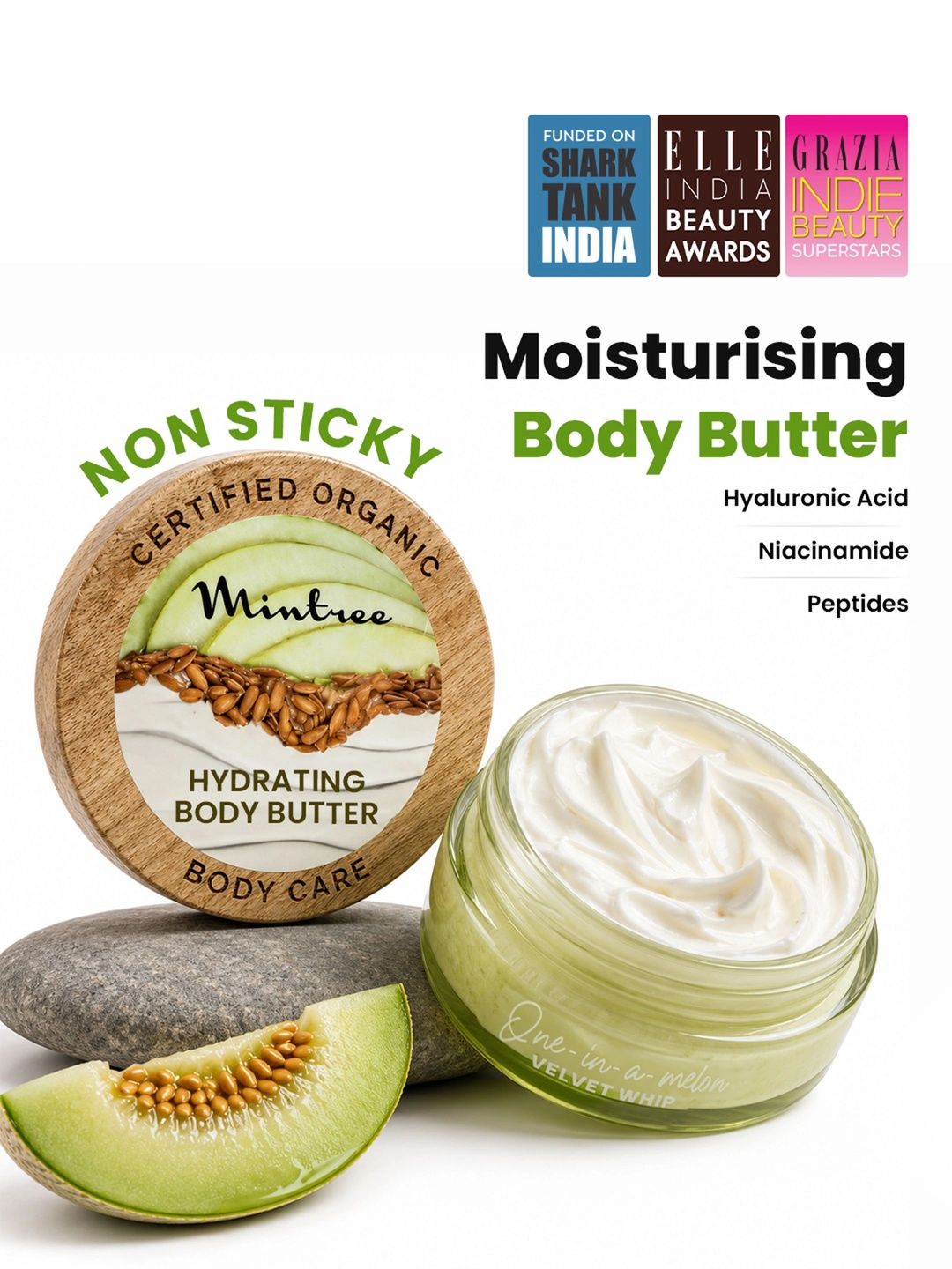 Mintree One-In-A-Melon Velvet Whip Body Butter With Hyaluronic Acid - 150g