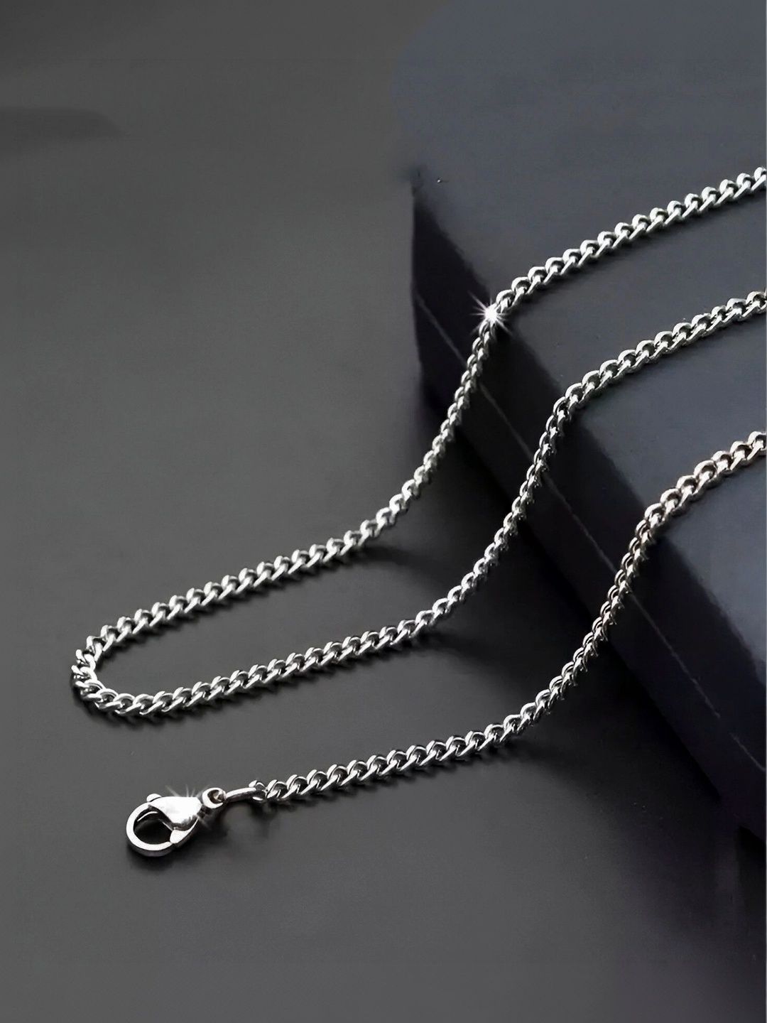 Minprice Men Silver-Plated Stainless Steel Anti-Tarnish Chain