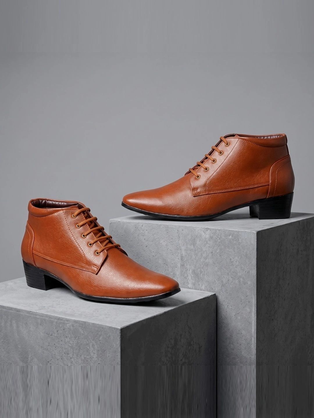 Buy Bxxy Men Elevator Formal Derby Lace Up High Top Boots -  - Footwear for Men
