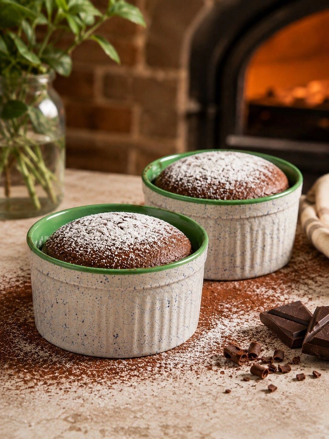 MIAH Decor Set of 2 Ceramic Baking & Serving Microwave Safe Ramekin Bowls