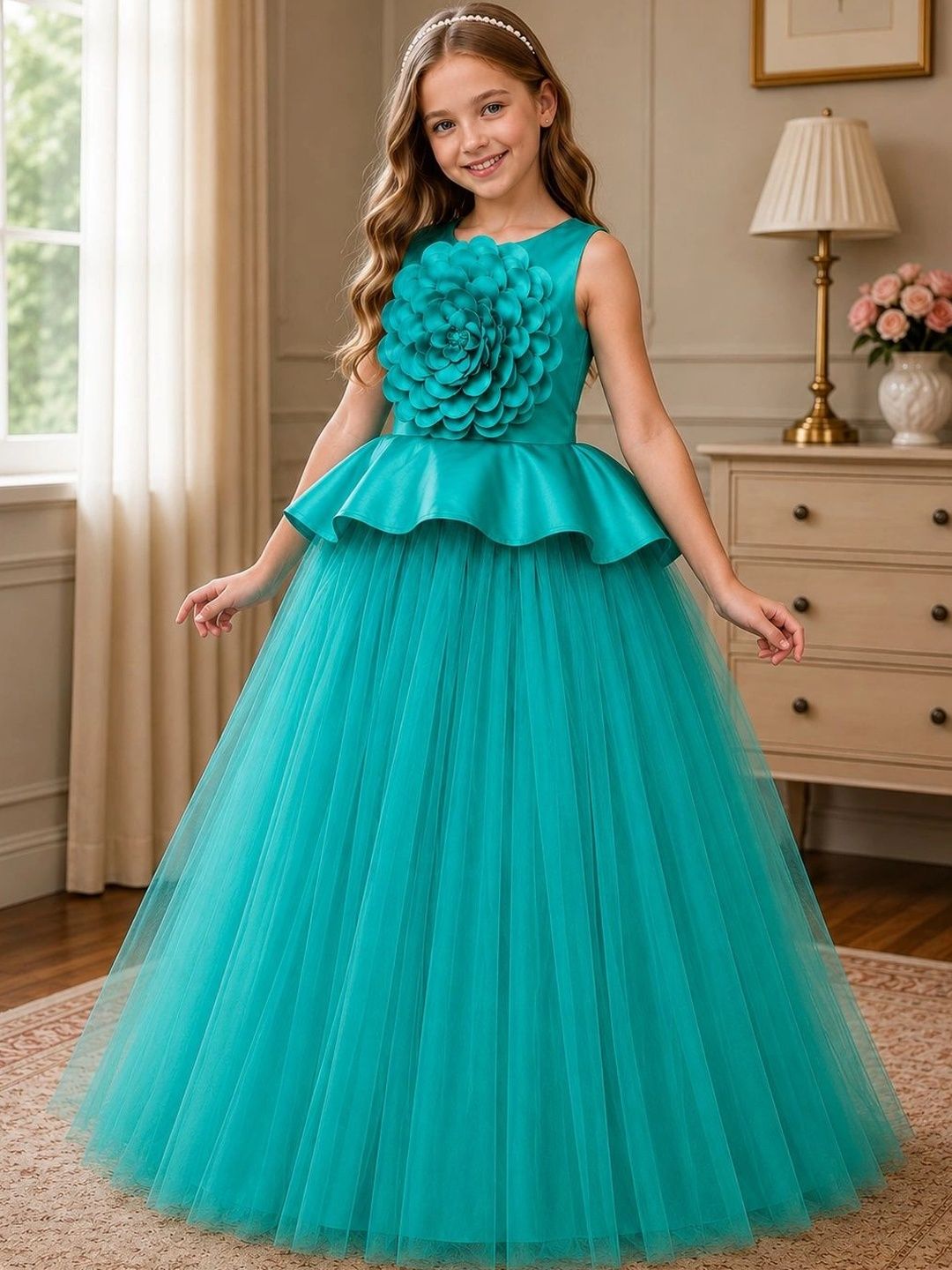 Miss & Chief Ruffled Net Maxi Dress