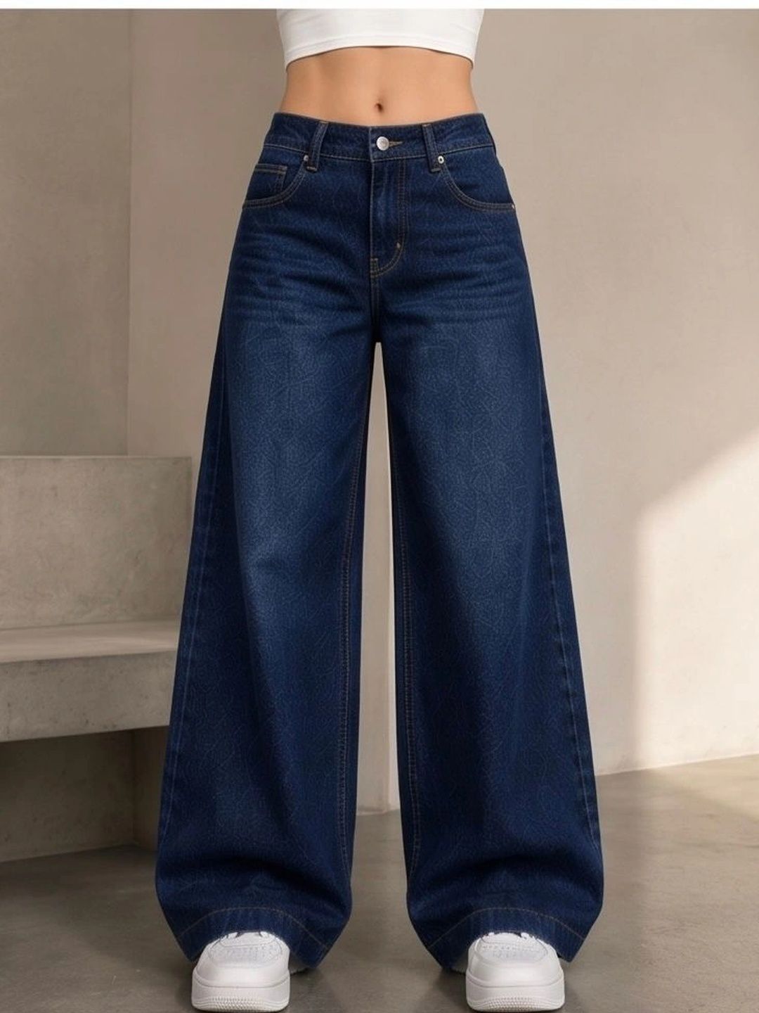 Shrutika Women Original Wide Leg High-Rise Light Fade Stretchable Jeans