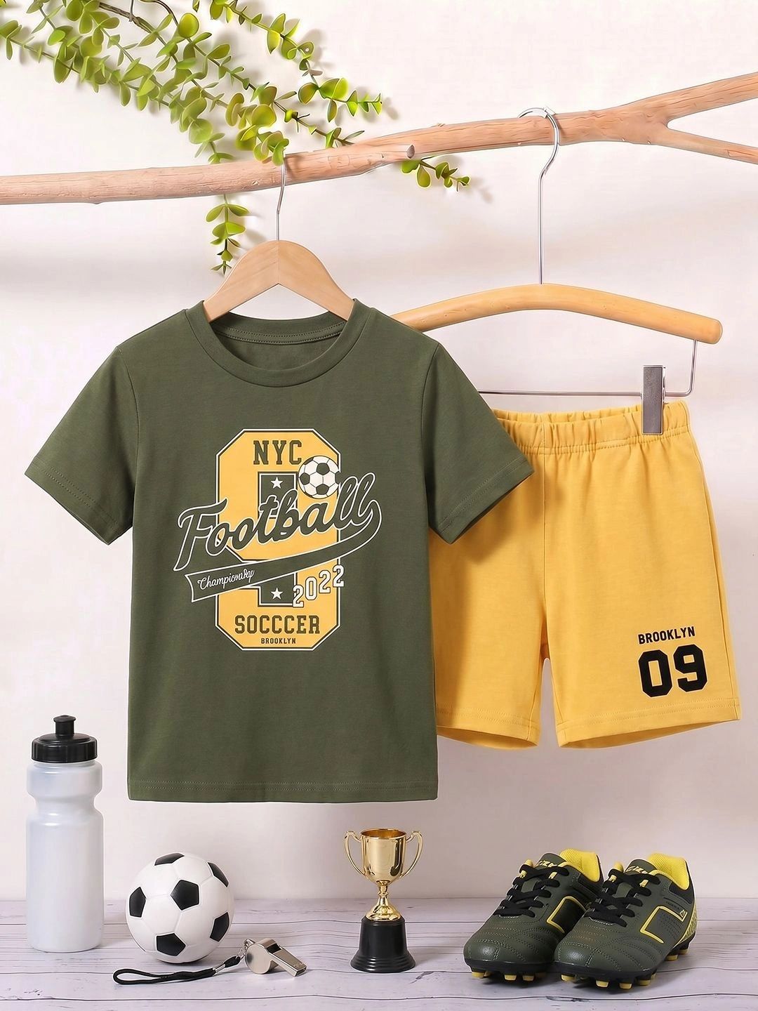 Crazymonk Unisex Kids Printed T-shirt with Shorts