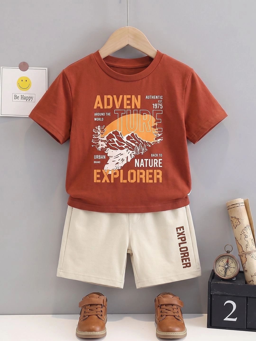 Crazymonk Unisex Kids Printed T-shirt with Shorts