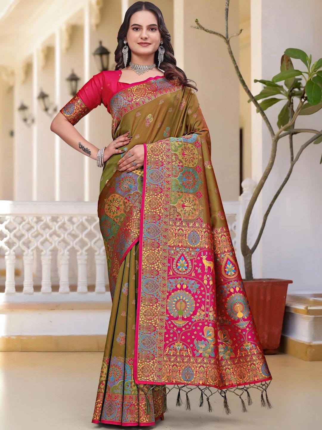 KALINI Women Design Zari Art Silk Saree