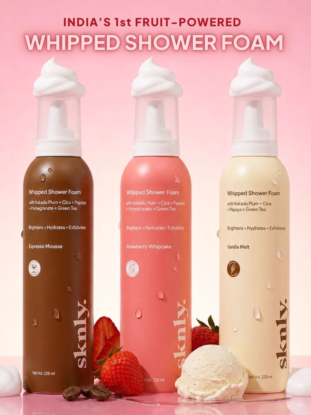 Buy Sknly Strawberry, Vanilla Melt & Espresso Mousse Body Wash Pack Of 3, 675 Ml -  - Personal Care for Unisex