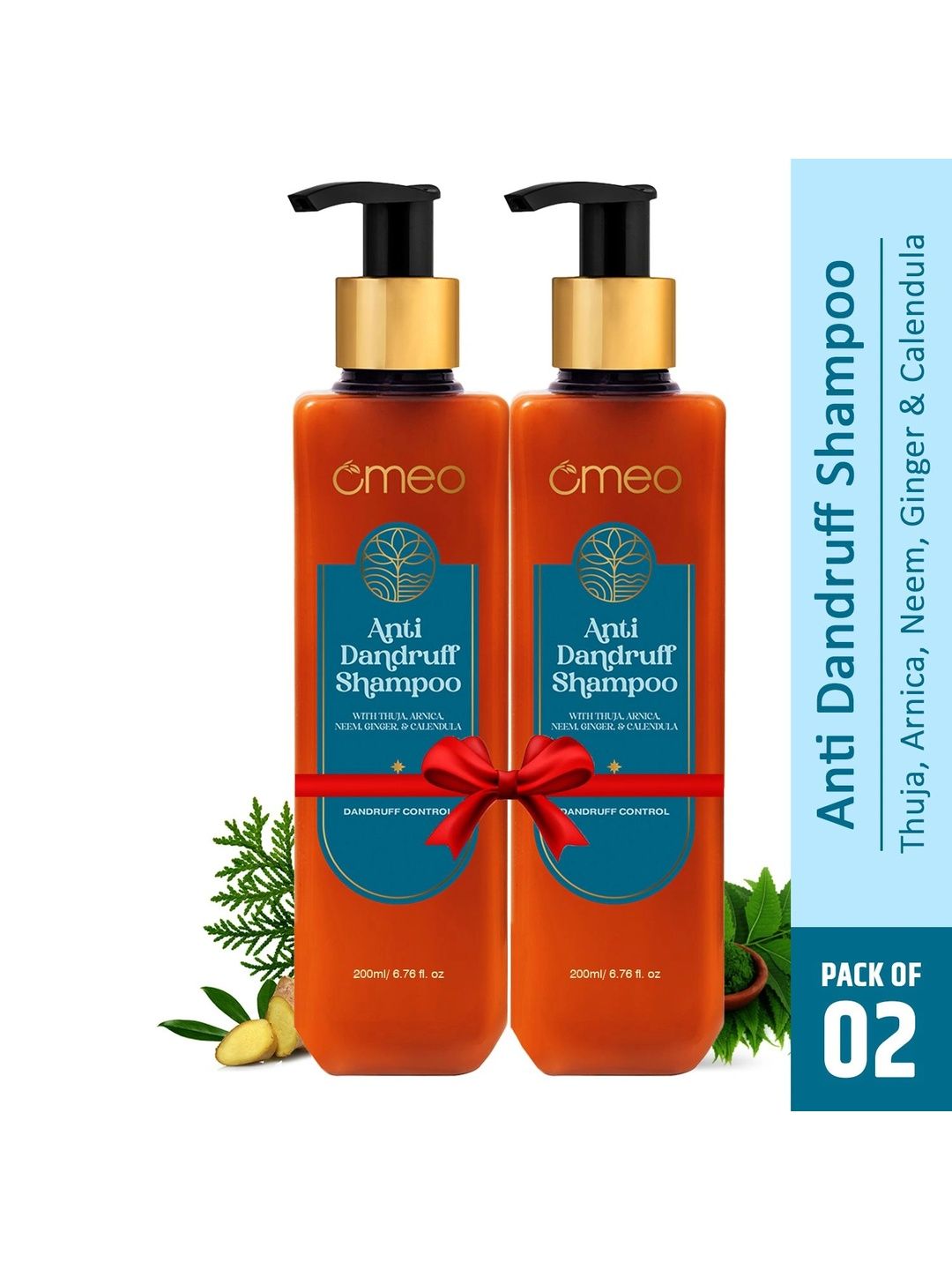 Omeo Set Of 2 Anti Dandruff Shampoo With Neem Extract - 200ml Each