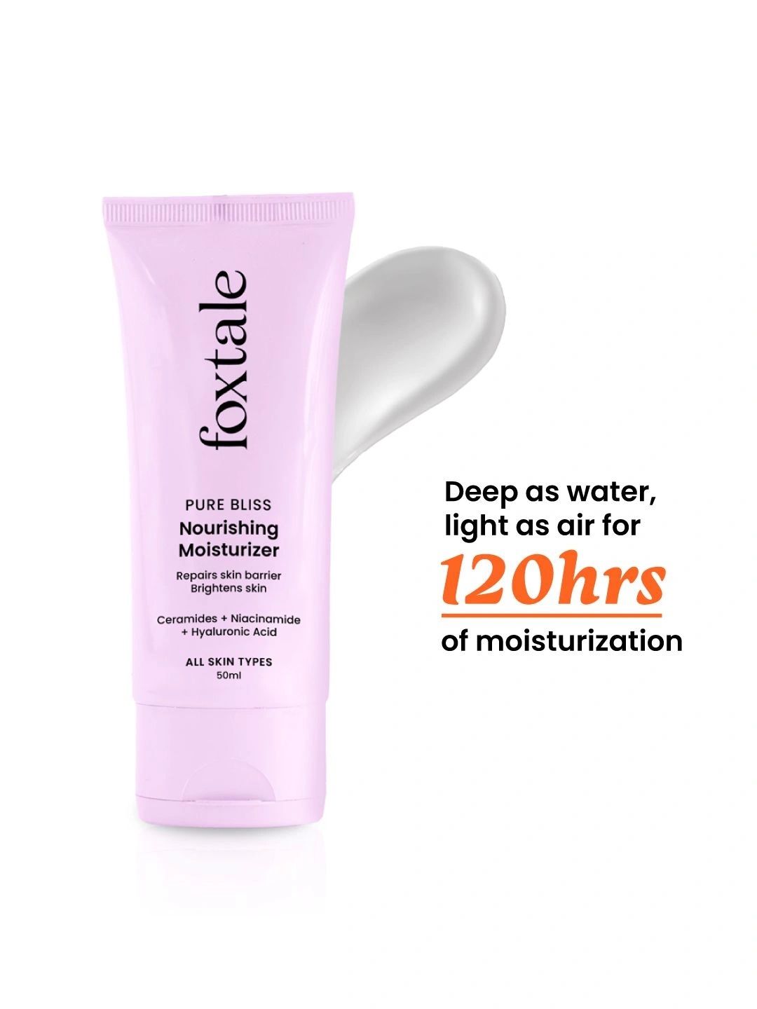 FoxTale Nourishing Ceramide Moisturiser for Dry Skin + Intense Hydration-50ml