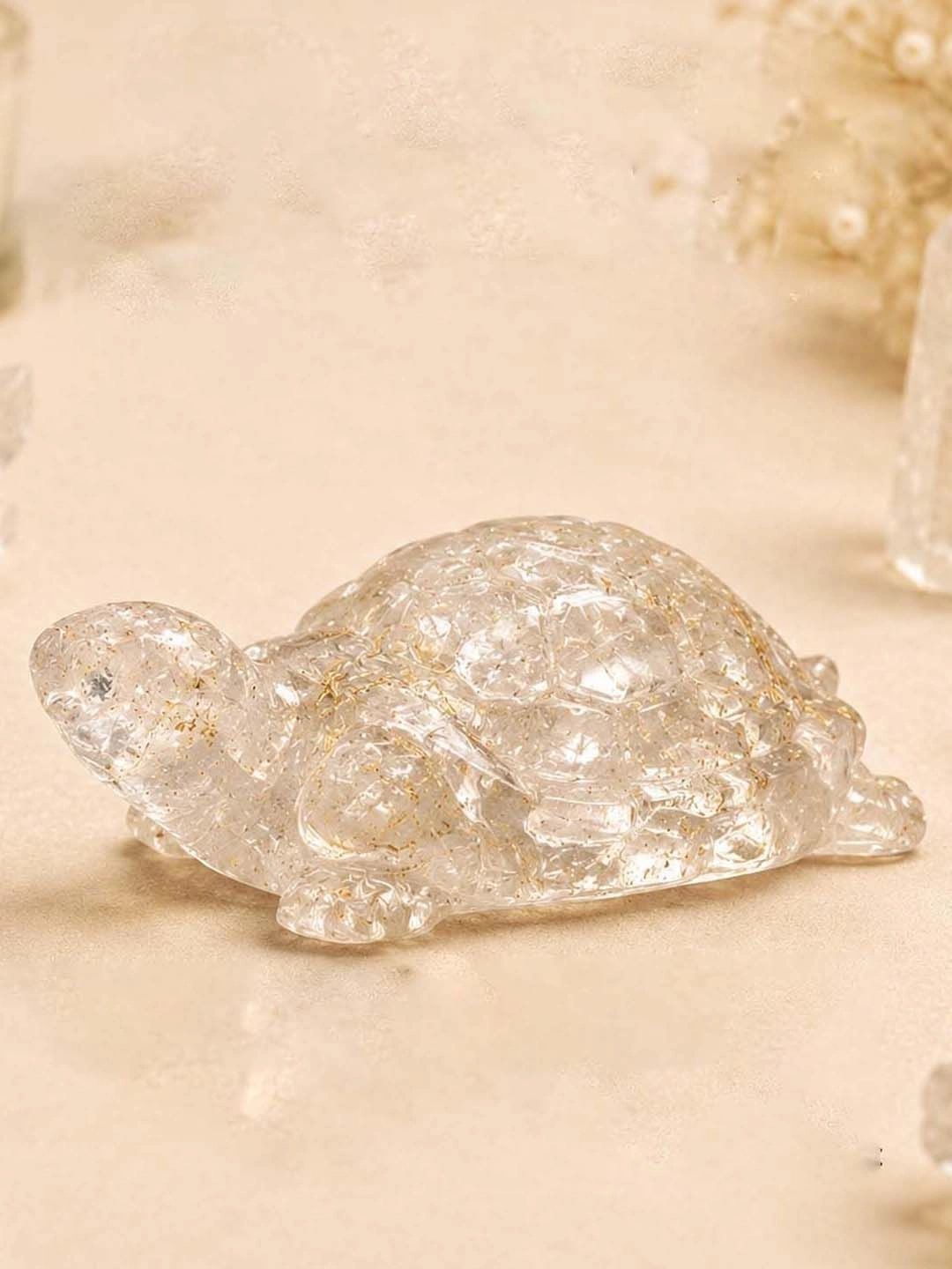 Go Hooked Transparent Clear Quartz Crystal Tortoise Fengshui Vastu Home Decor Showpieces