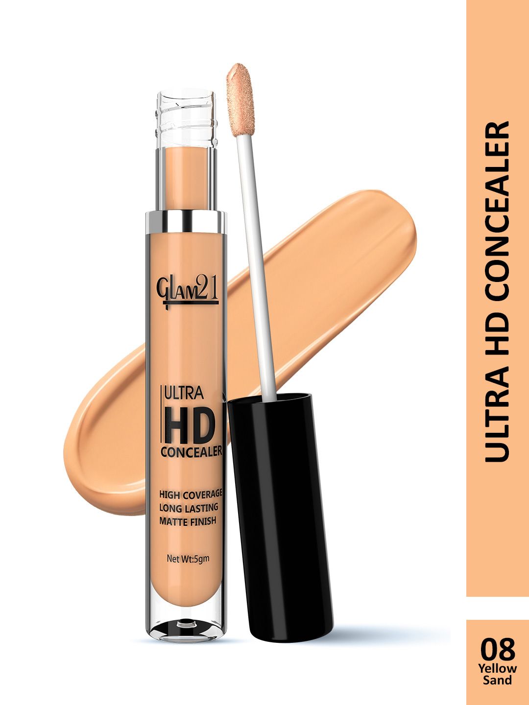 GLAM21 Ultra HD Matte Finish Liquid Concealer 5g- Yellow Sand 08