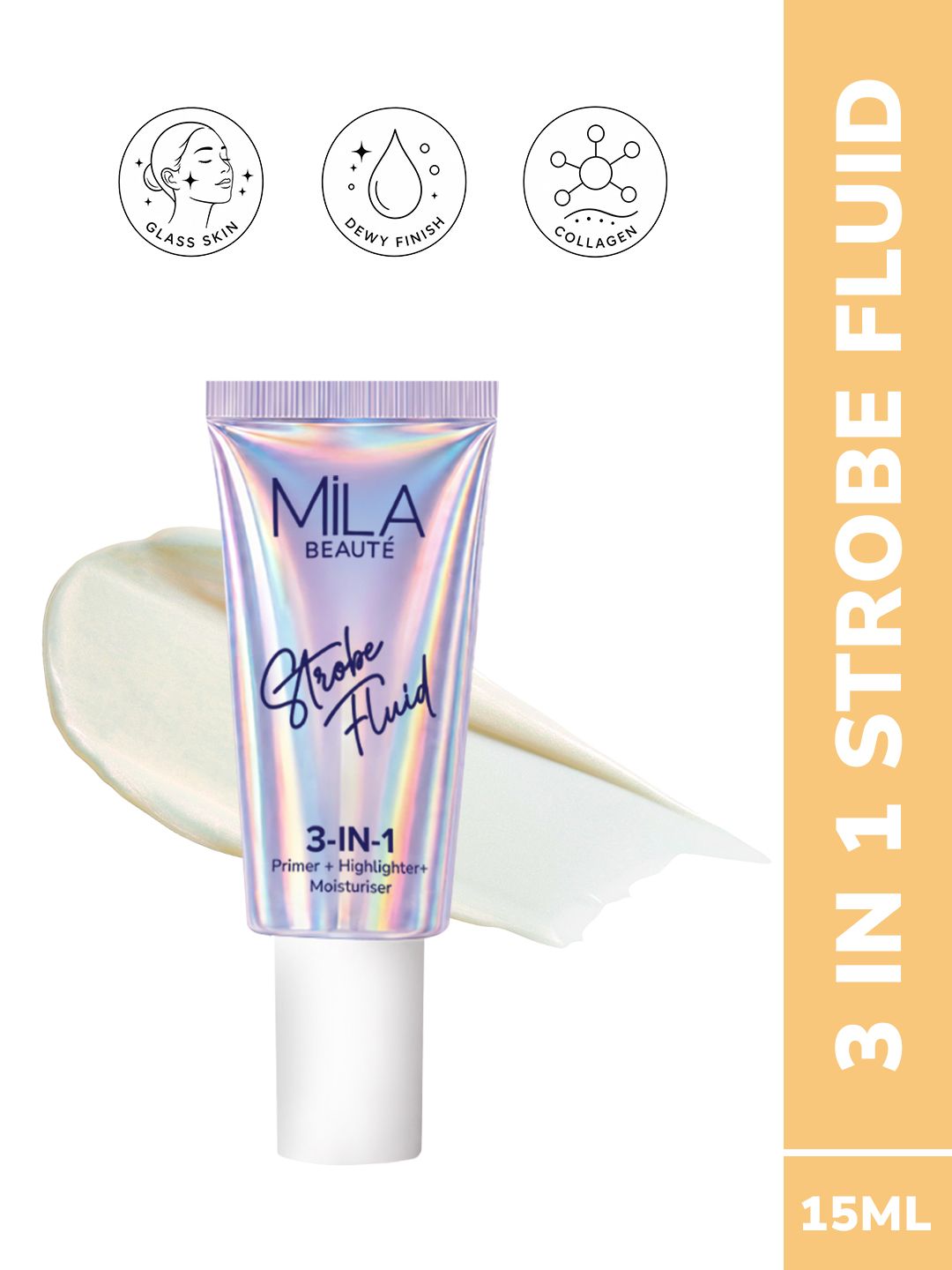 MILA BEAUTE Strobe Fluid 3-In-1 Dewy Instant Glass Skin Highlighter 15 ml - Gold Girl