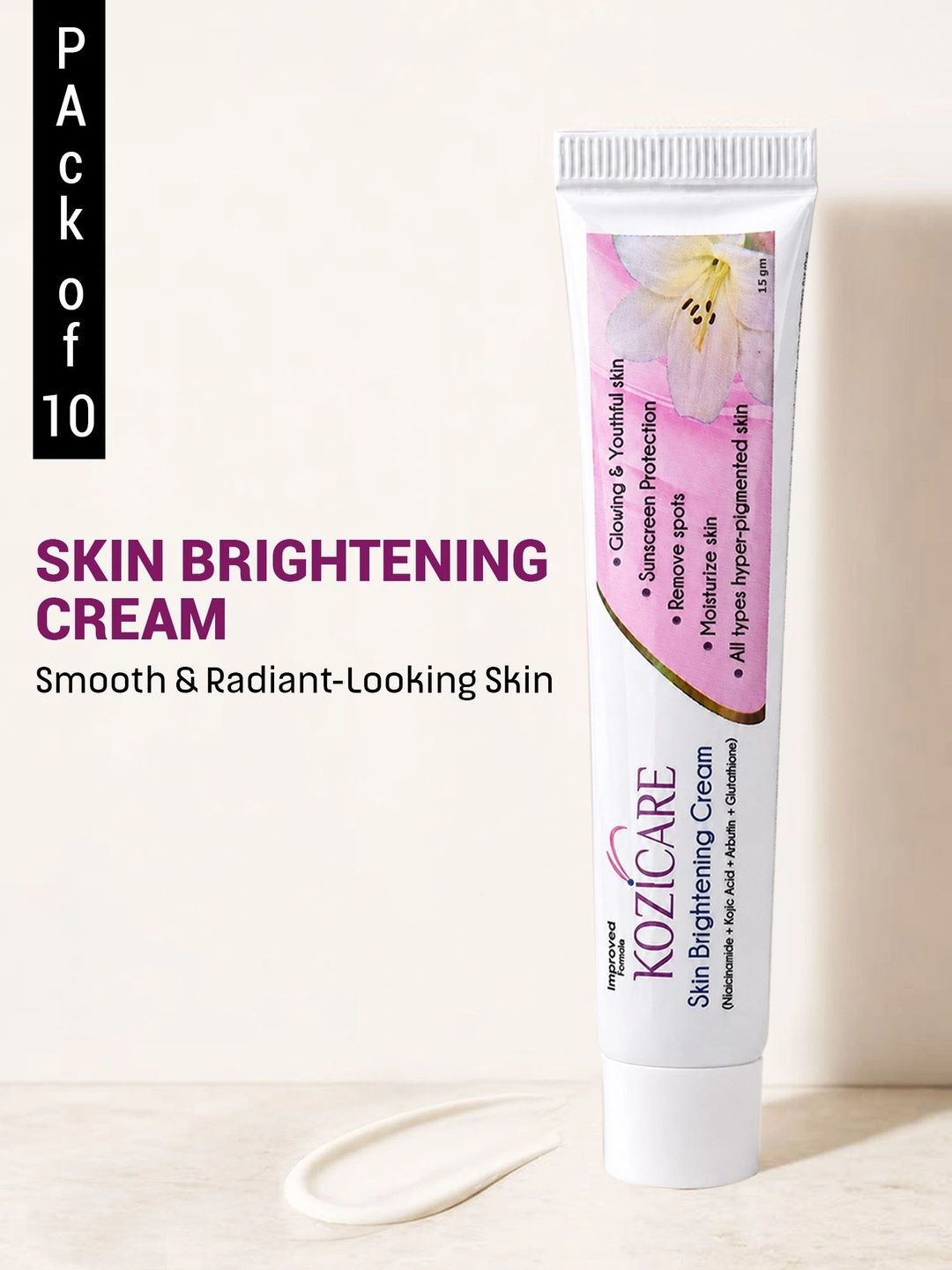 KOZICARE Set of 10 Kojic Acid With Niacinamide Face Cream -15 g