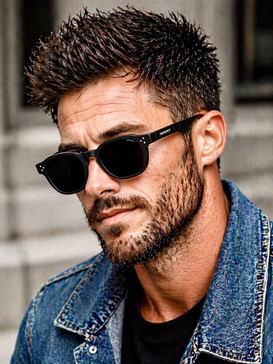 RESIST EYEWEAR Unisex Black Lens & Black Square Sunglasses with