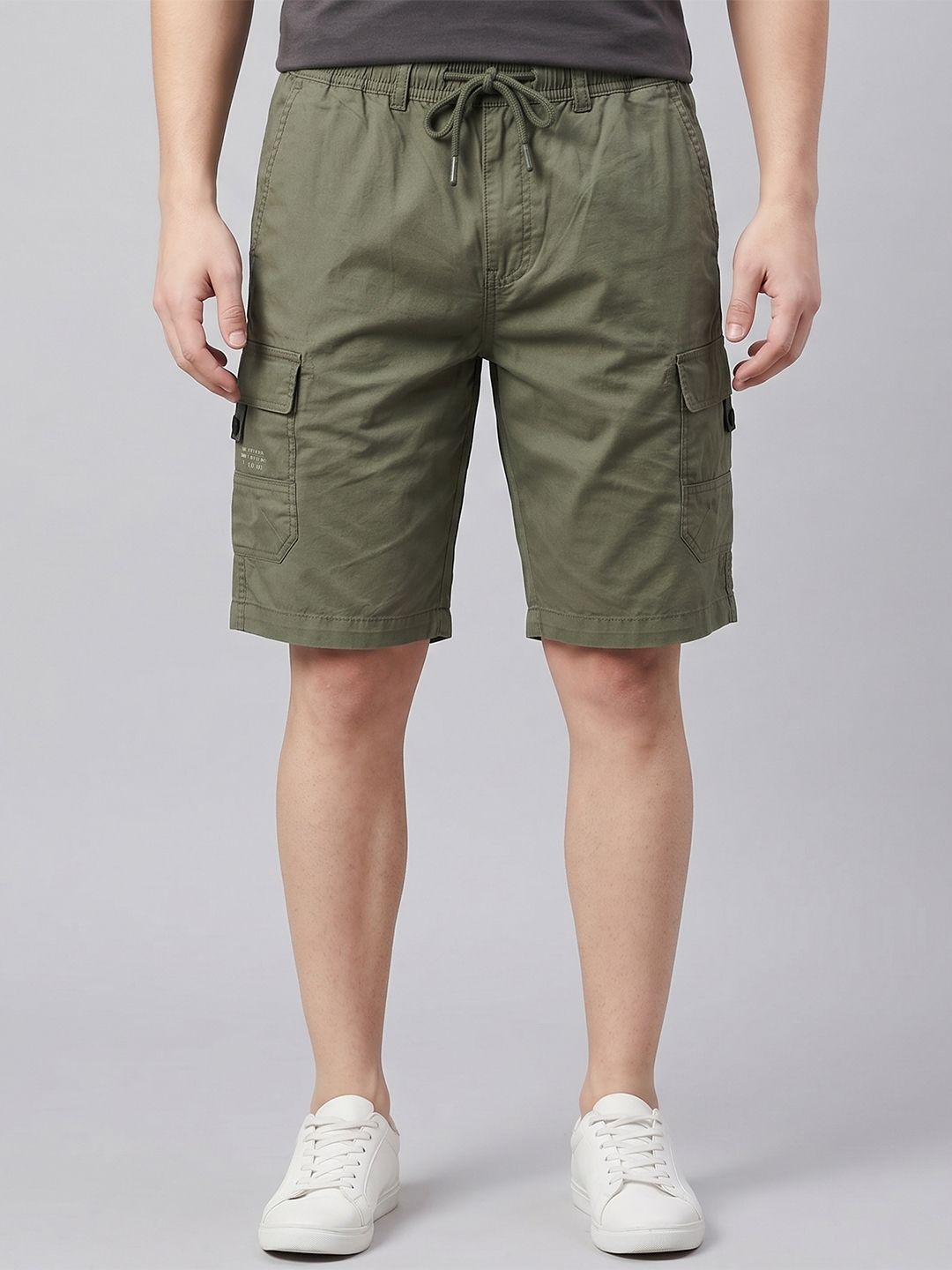 TJ99  Men Pista Green Cotton Cargo Capri