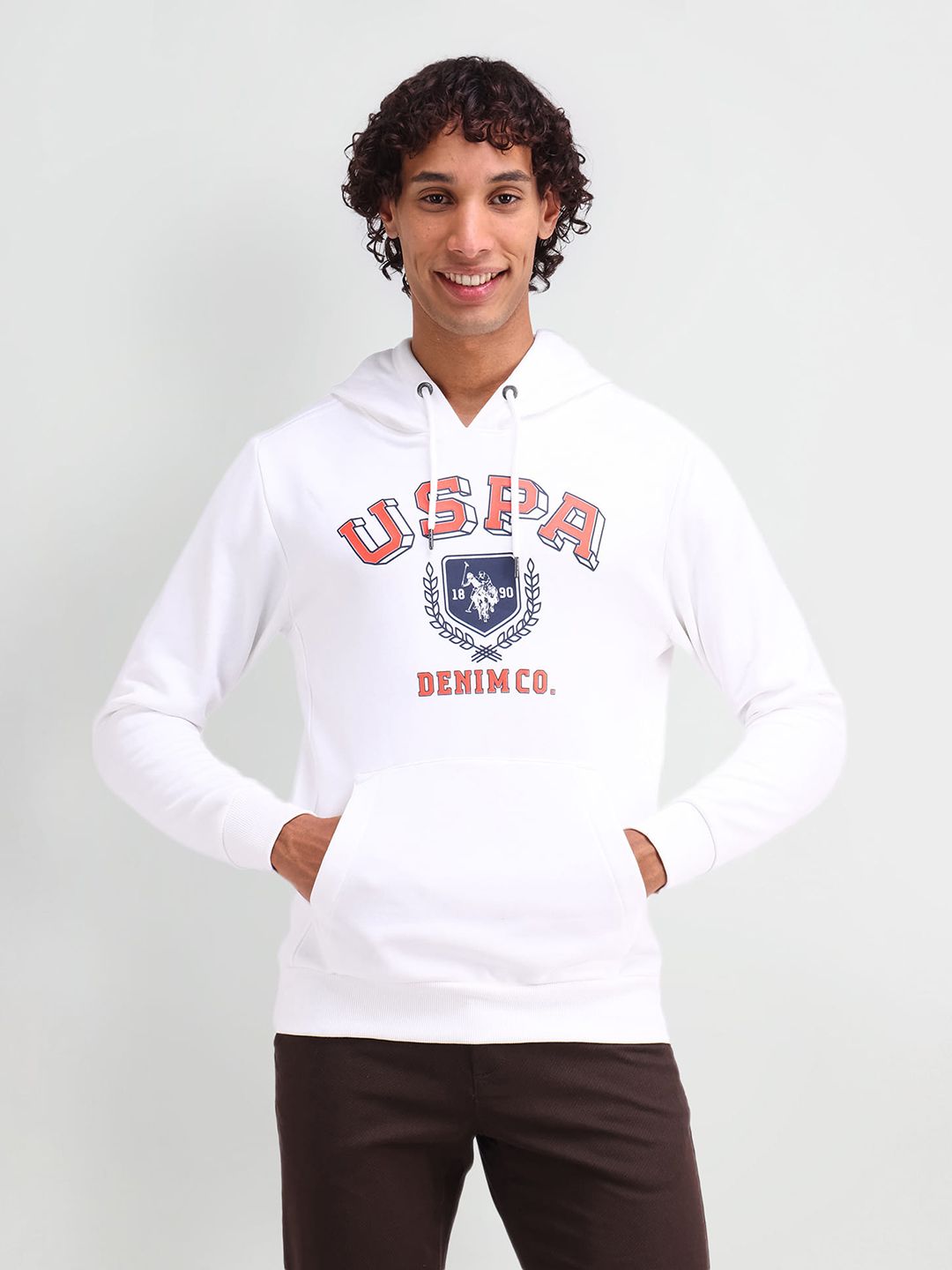 U.S. Polo Assn. Denim Co. Brand Logo Printed Hooded Sweatshirt