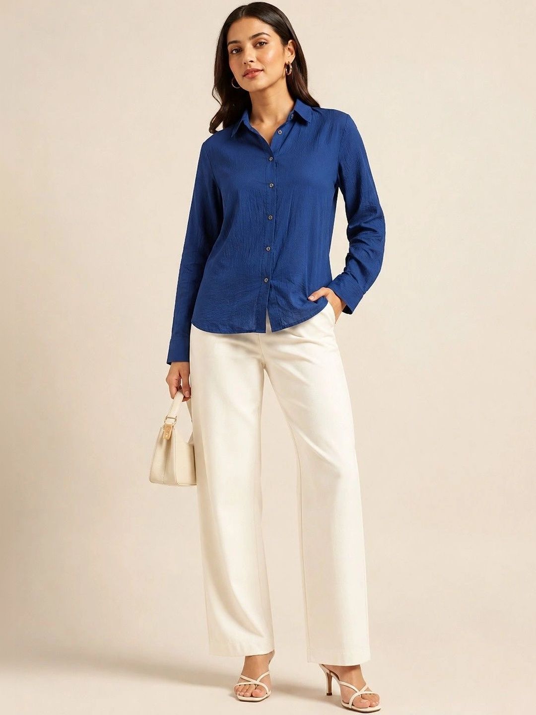 ROSEMELON Women Straight Tailored Fit Semi Sheer Casual Shirt