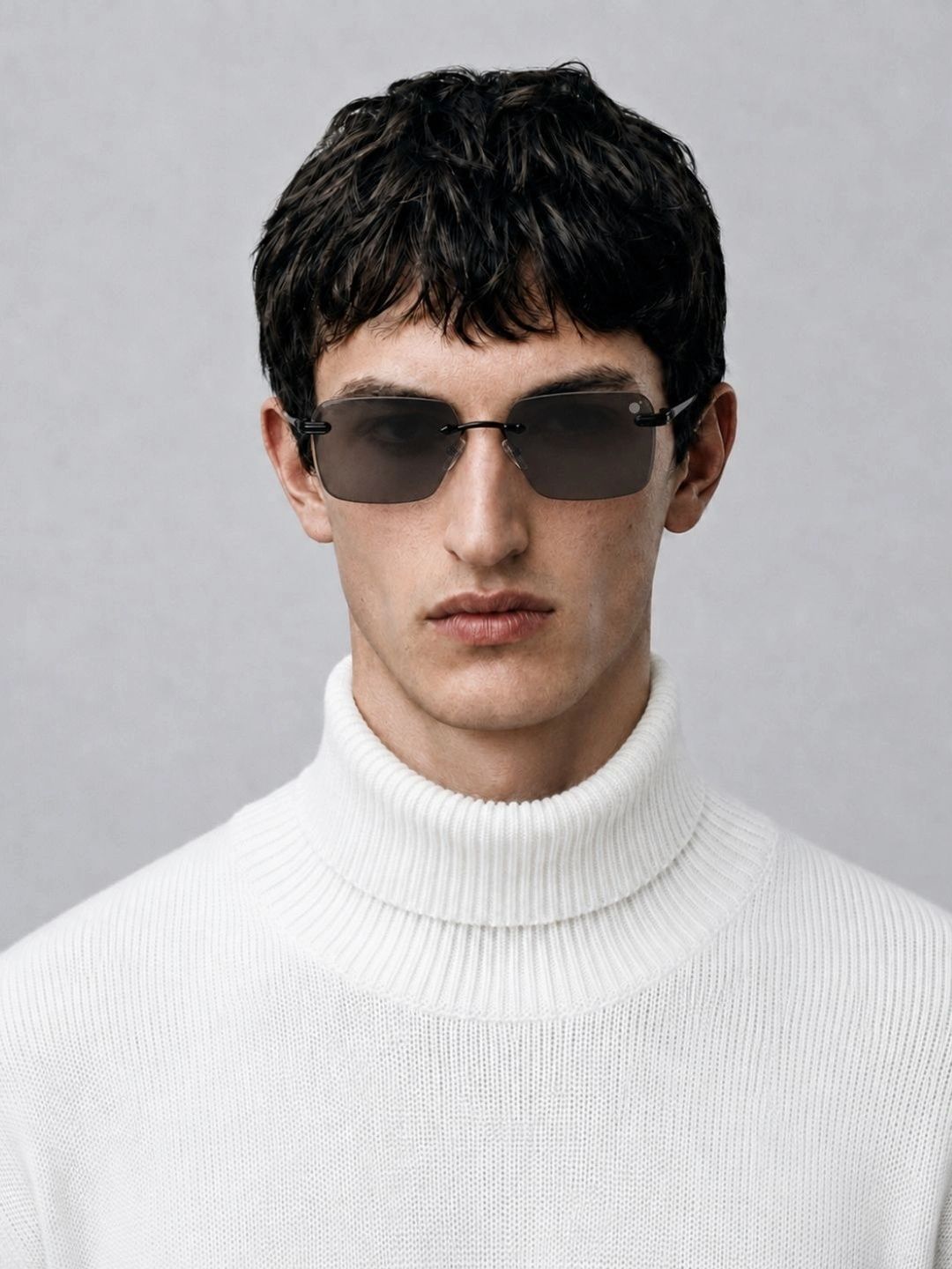 MoonX Men Black Lens & Black Rectangle Sunglasses