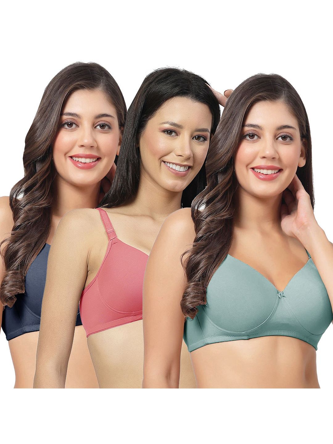 Buy SHYAM SONS FLAIR Women Pack Of 3 Full Coverage Lightly Padded Seamless T Shirt Bra -  - Apparel for Women