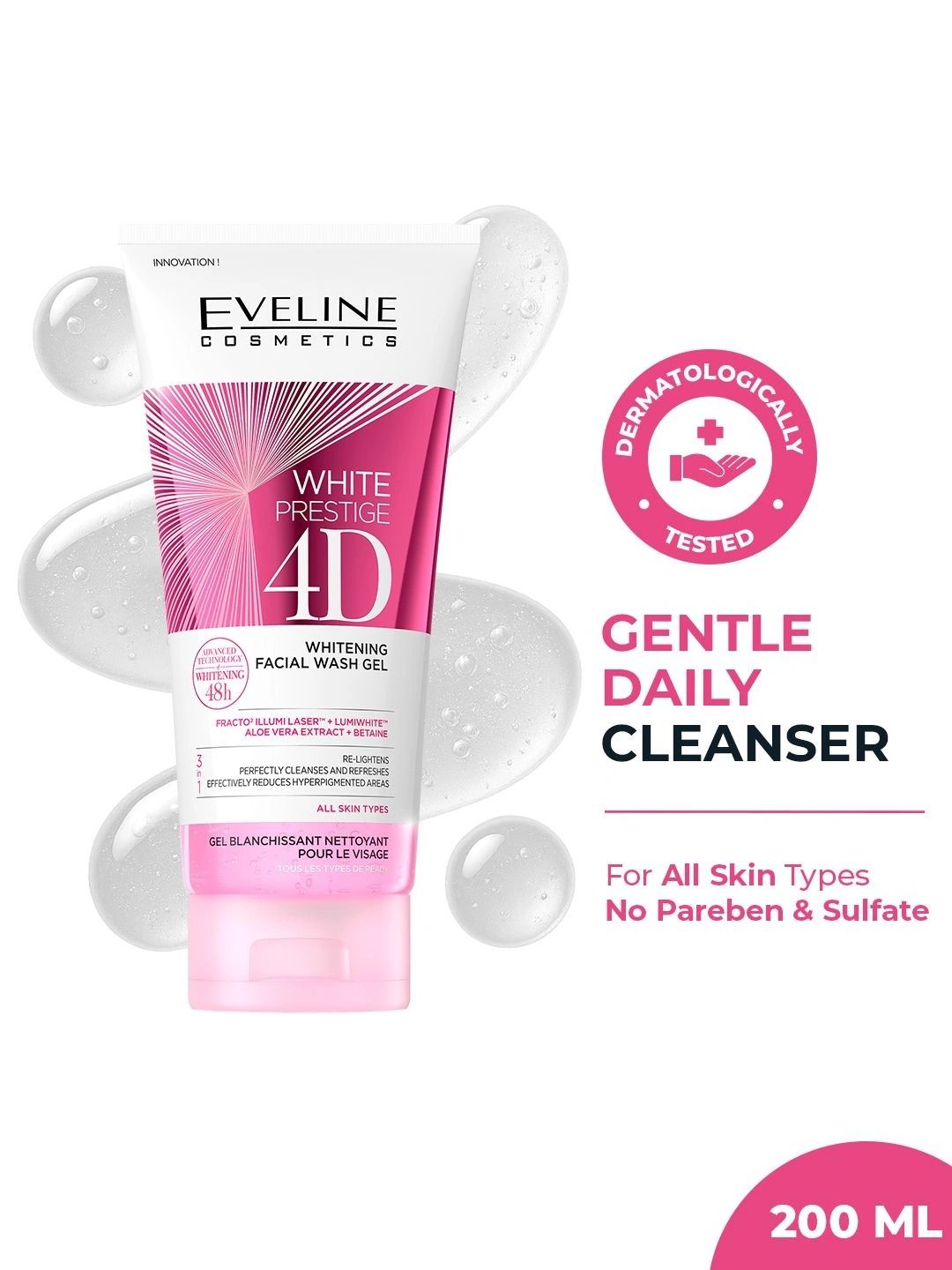 Eveline Cosmetics White Prestige 4D Whitening Facial Wash Gel-200ml