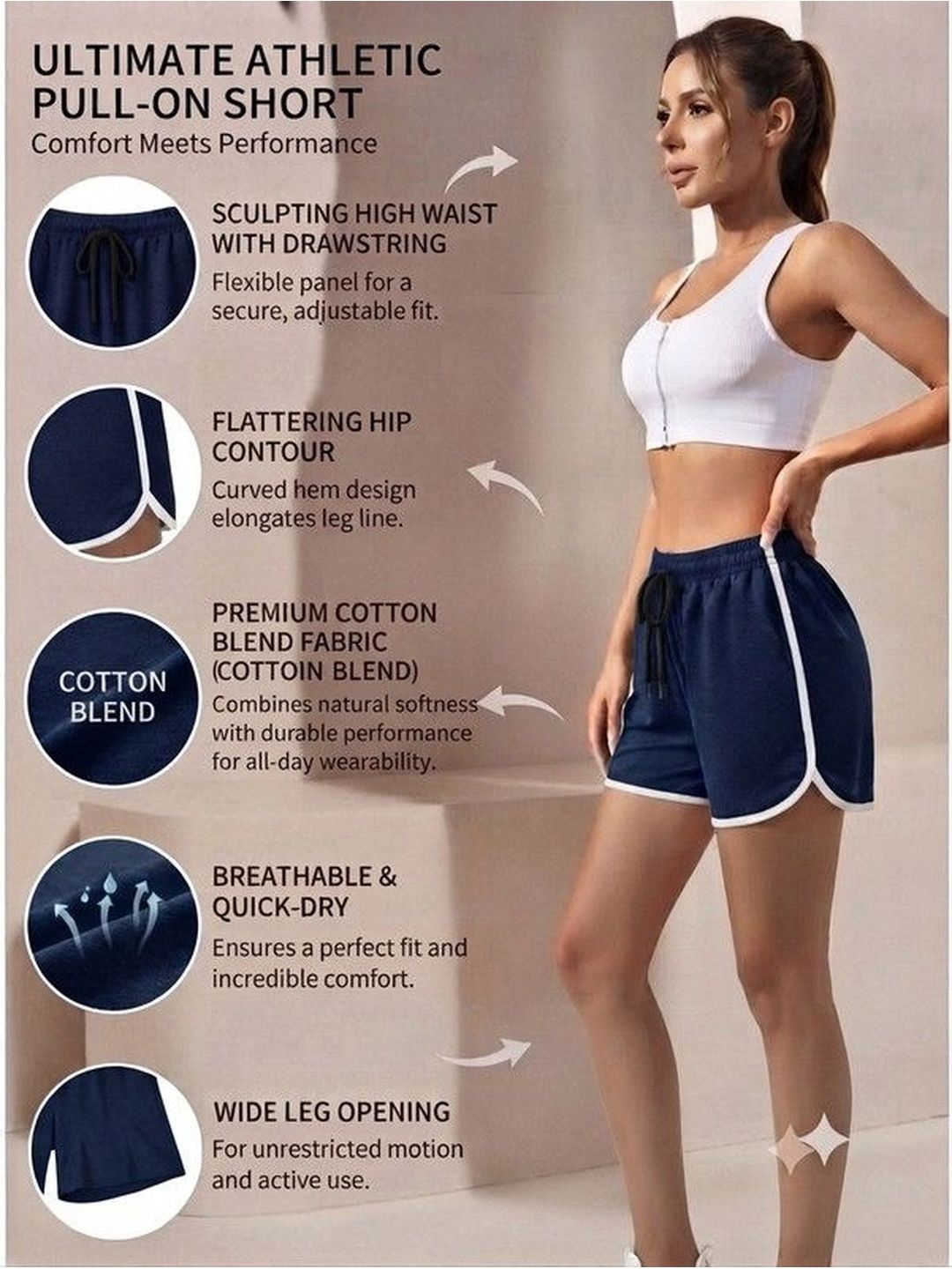 Women High-Rise Training or Gym Sports Shorts 7