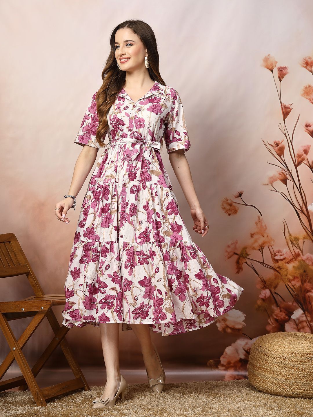 Floral Print Fit & Flare Maxi Dress 6