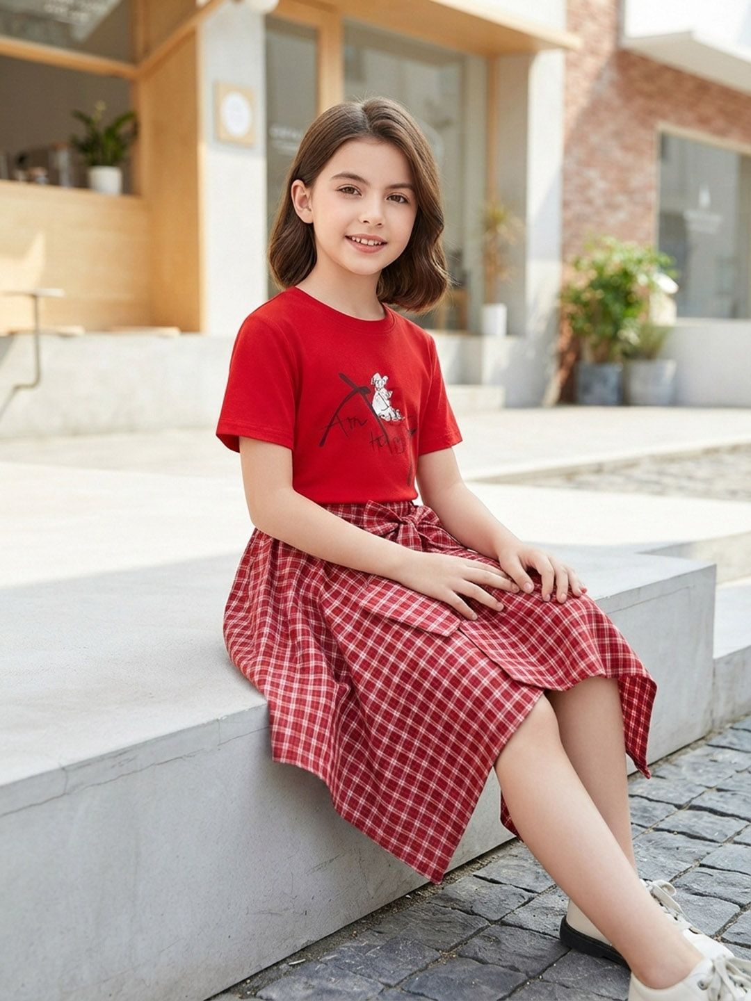 Girls Printed T-shirt with Skirt 3